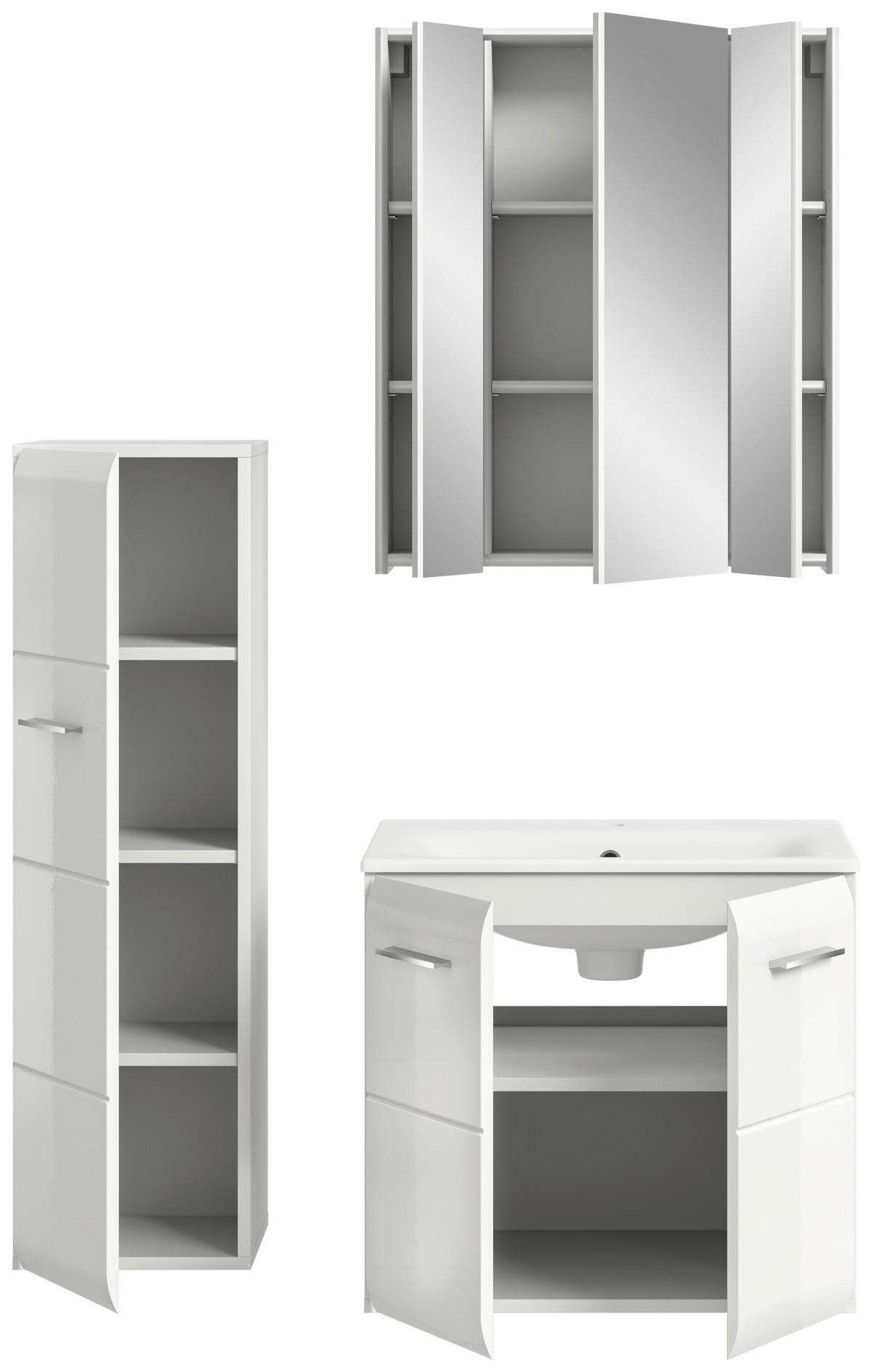 Badezimmer-Set Ice weiß weiß Hochglanz B/H/T: ca. 105x185x46 cm Ice - weiß (105,00/185,00/46,00cm) - xonox.home