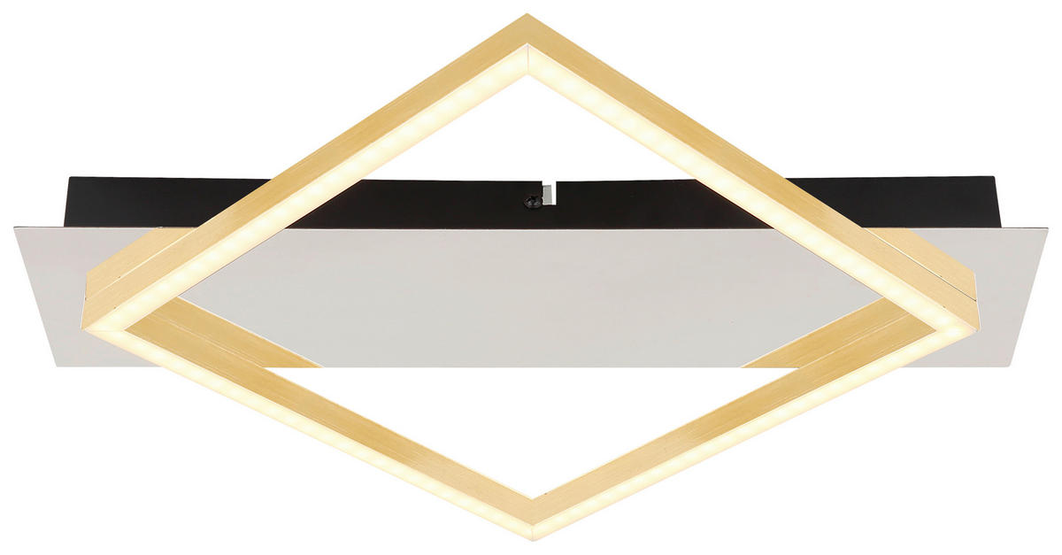GLOBO LED-Deckenleuchte 67847-12 Chrom gold mattschwarz Metall Kunststoff Aluminium B/H/T: ca. 35x5x39,5 cm LESINA - gold/mattschwarz (35,00/5,00/39,50cm) - GLOBO