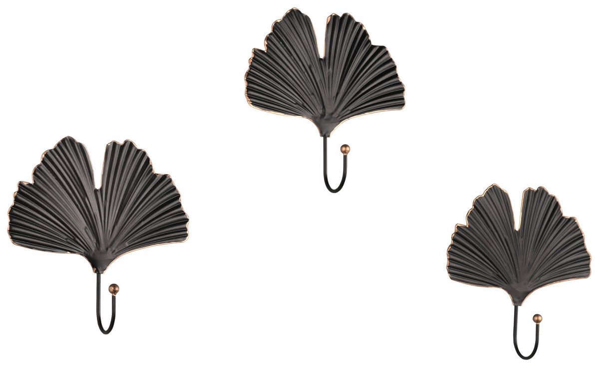 Garderobenhaken Merle schwarz gold Optik Metall B/H/T: ca. 15x15x4 cm Merle - gold/schwarz (15,00/15,00/4,00cm)