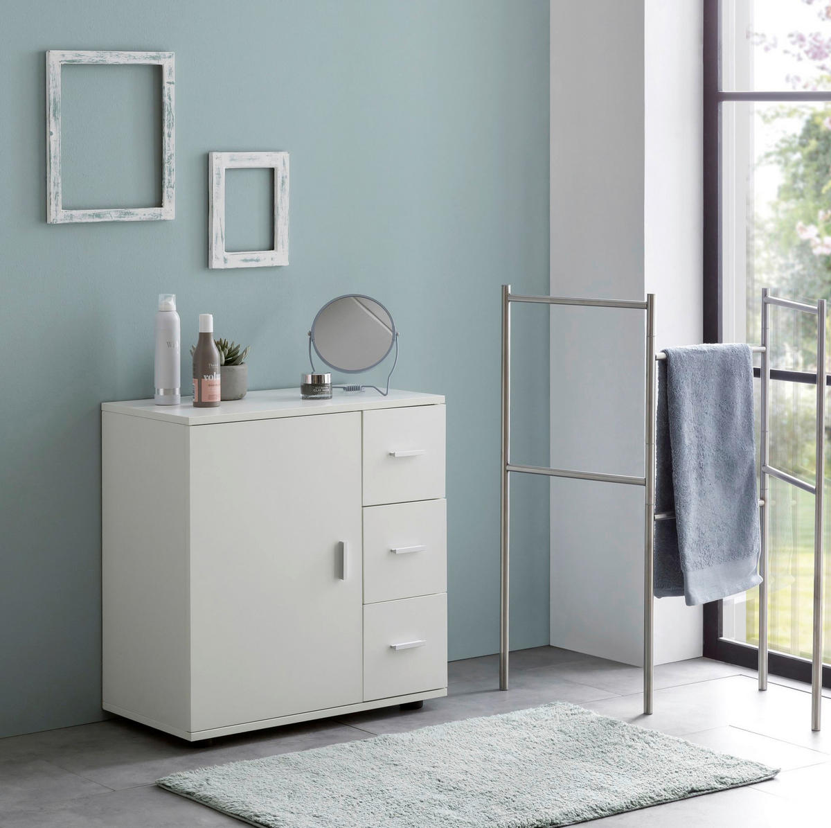 Badkommode weiß B/H/T: ca. 33x66x60 cm Badschrank - weiß (33,00/66,00/60,00cm) - Wohnling