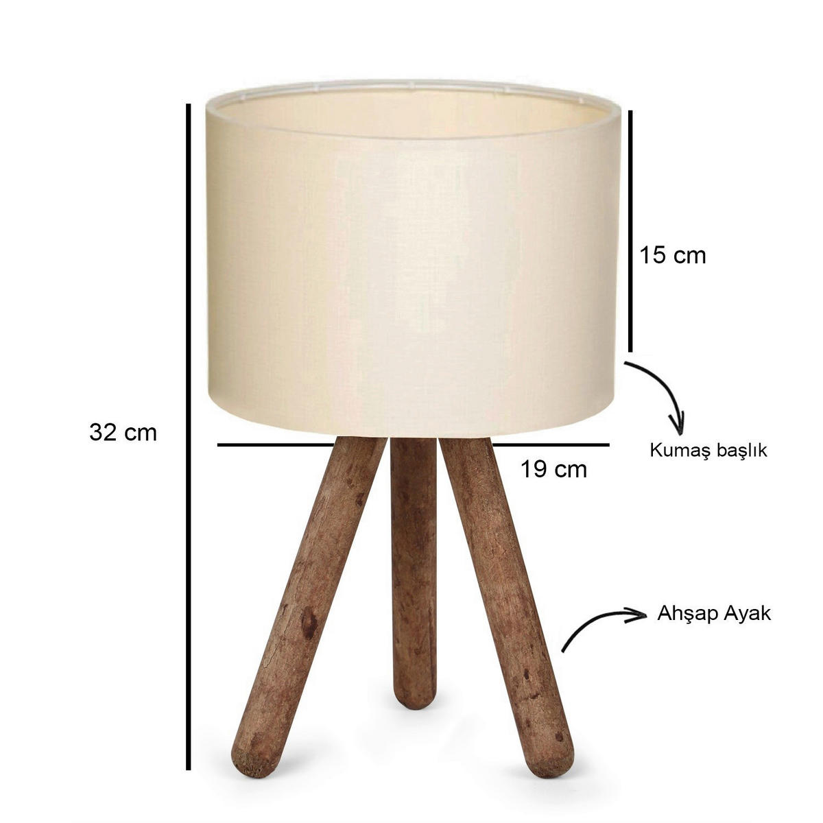 Opviq Tischleuchte creme Stoff B/H/T/L/D: ca. 19x32x19x19x19 cm E27 1 Brennstellen AYD - creme (19,00/19,00/32,00cm) - Opviq