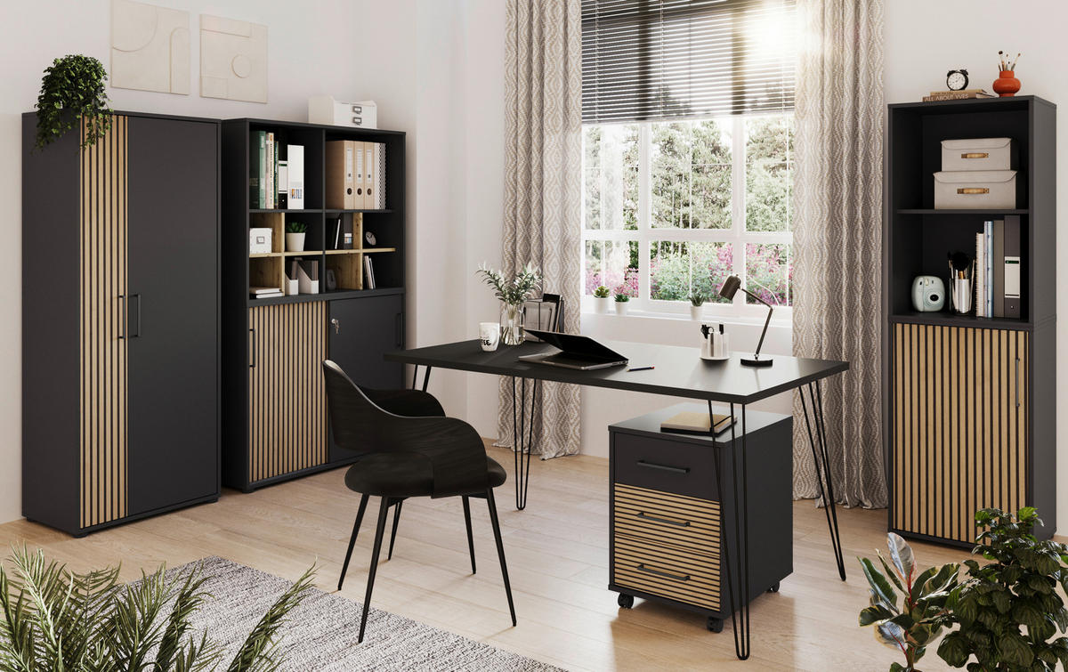 Aktenschrank Hank schwarz matt B/H/T: ca. 65,1x163,6x41 cm Hank - schwarz (65,10/163,60/41,00cm) - Möbelpartner