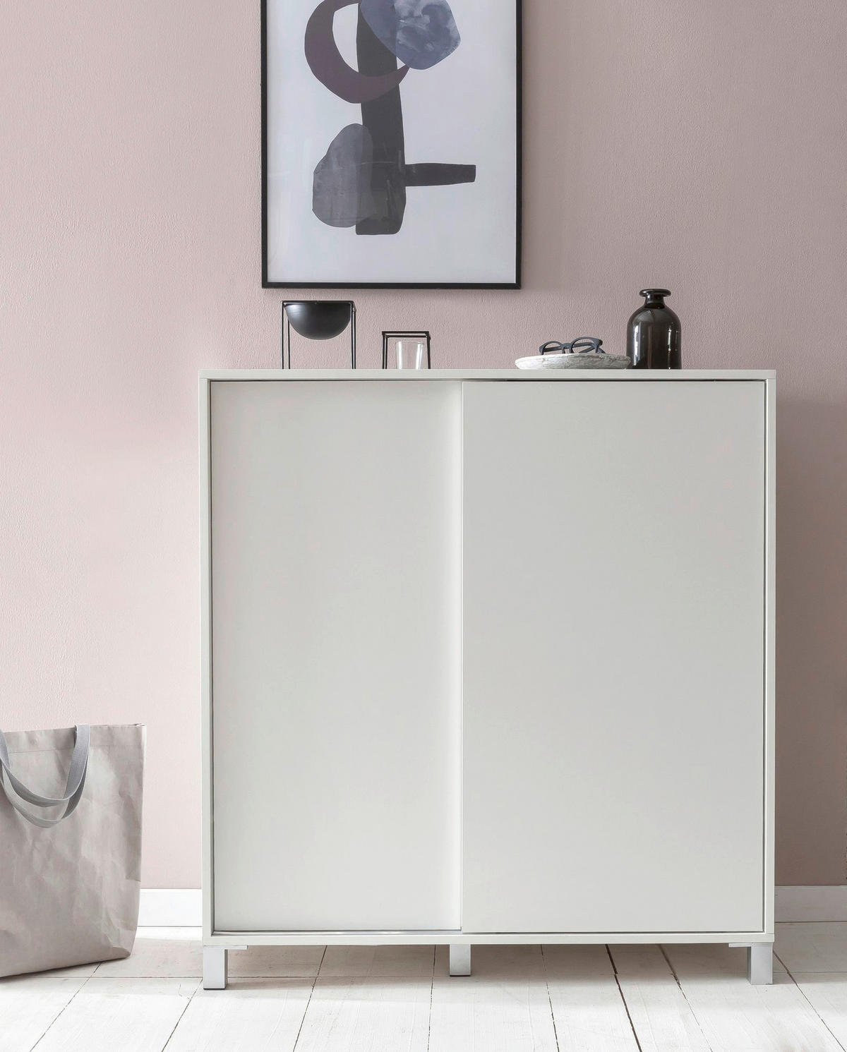 Schuhschrank weiß B/H/T: ca. 100x108x37,5 cm Schuhschrank - weiß (100,00/108,00/37,50cm) - Wohnling