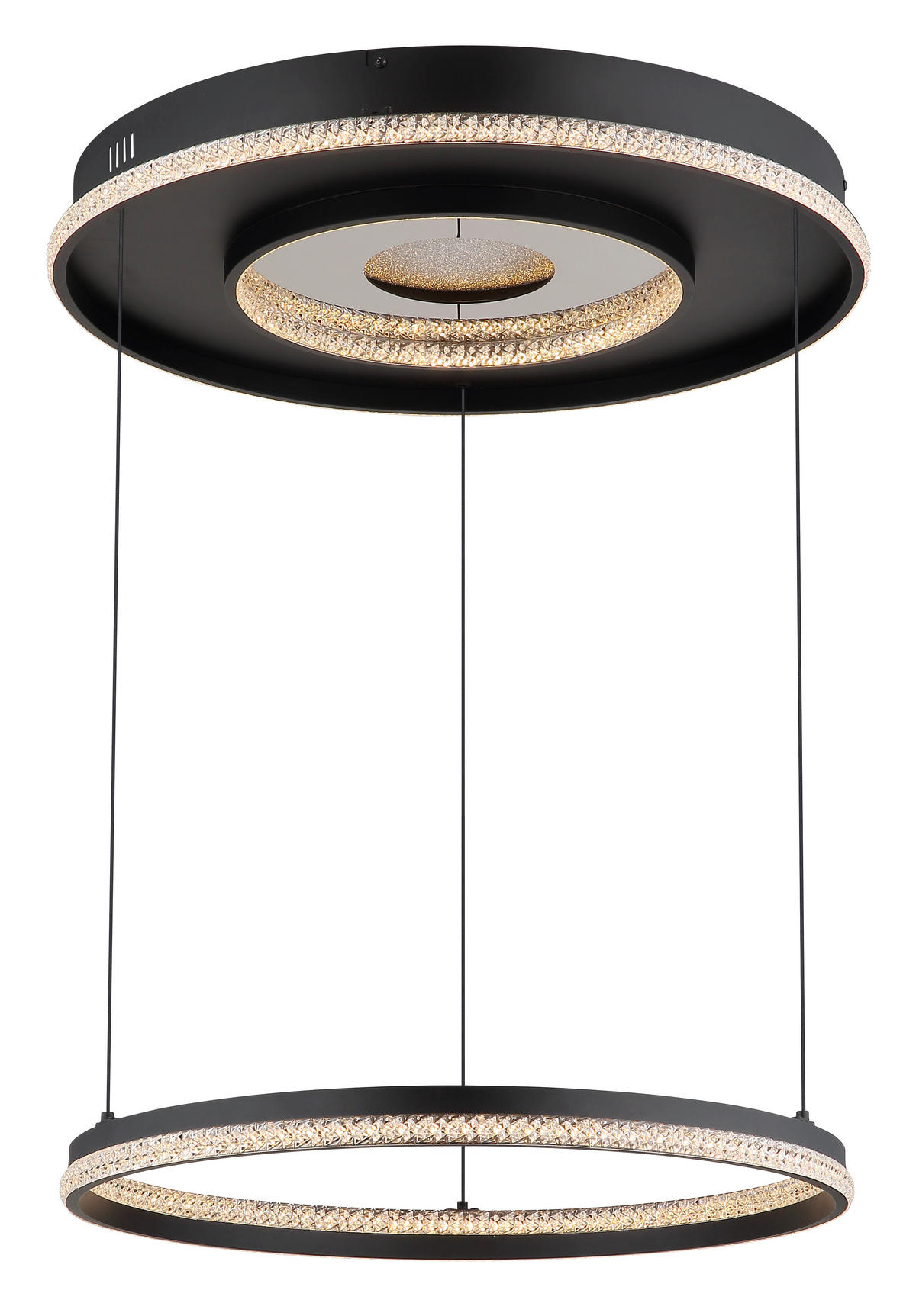 GLOBO Pendelleuchte mattschwarz klar Metall Aluminium H/D: ca. 120x60 cm 1.0 Brennstellen Marsh - klar/mattschwarz (60,00/120,00cm) - GLOBO