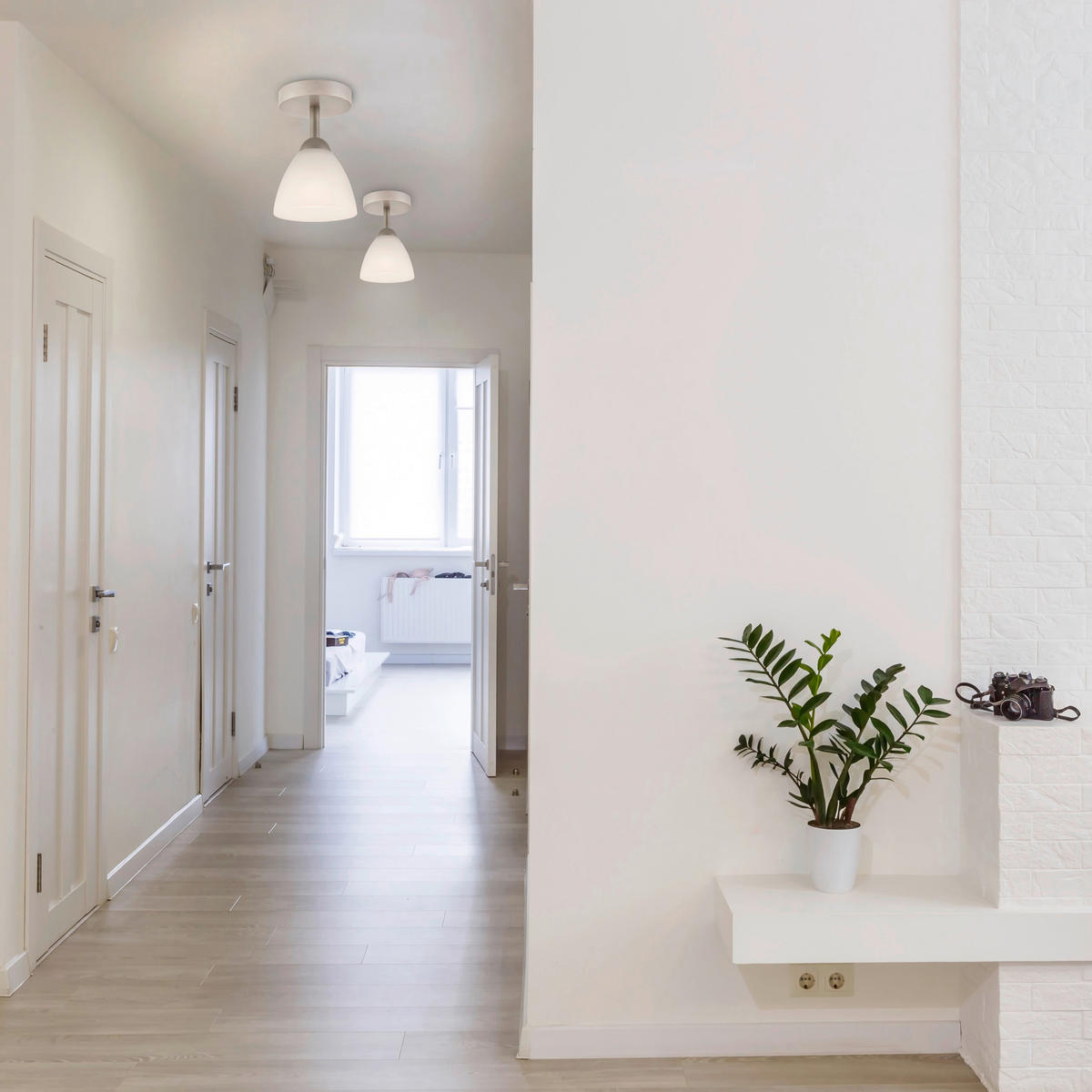 Lamkur Deckenleuchte weiß buche Holz Stahl Glas B/H/L: ca. 20x14x30 cm 1 Brennstellen Adriano - weiß/buche (30,00/20,00/14,00cm) - Lamkur