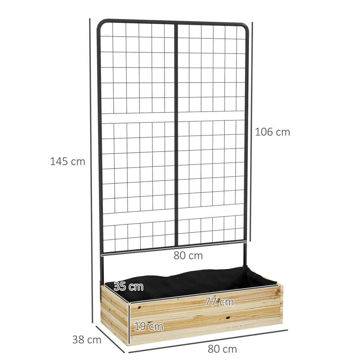 Outsunny Gartenbeet natur Polypropylen B/H/L: ca. 38x80x145 cm Gartenbeet - natur (145,00/38,00/80,00cm) - Outsunny