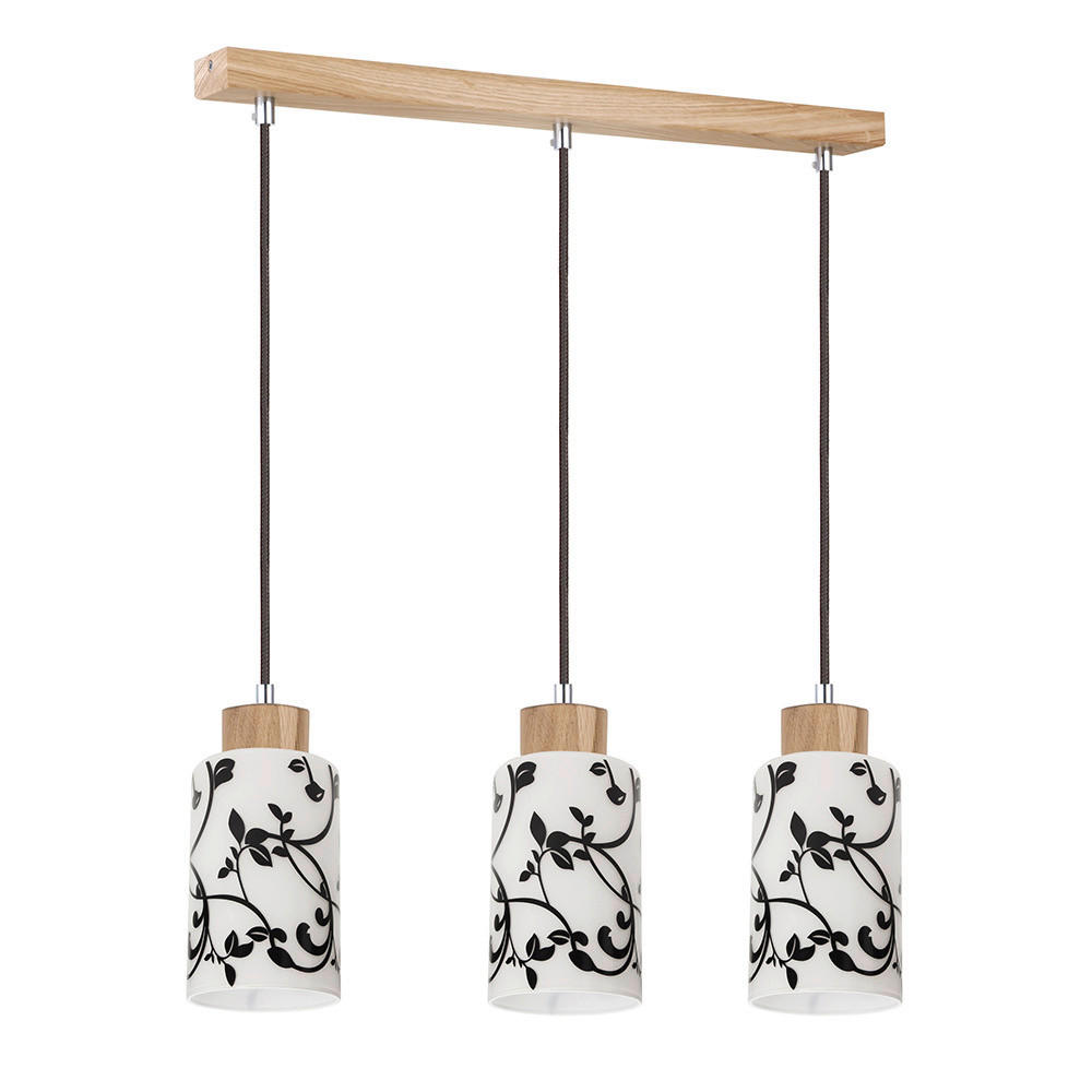 SPOT Light Pendelleuchte 1701374G0758 Eiche weiß anthrazit Echtholz Glas B/L/D: ca. 54x110x10 cm E27 3 Brennstellen Bosco - Eiche/weiß (54,00/110,00cm) - SPOT Light