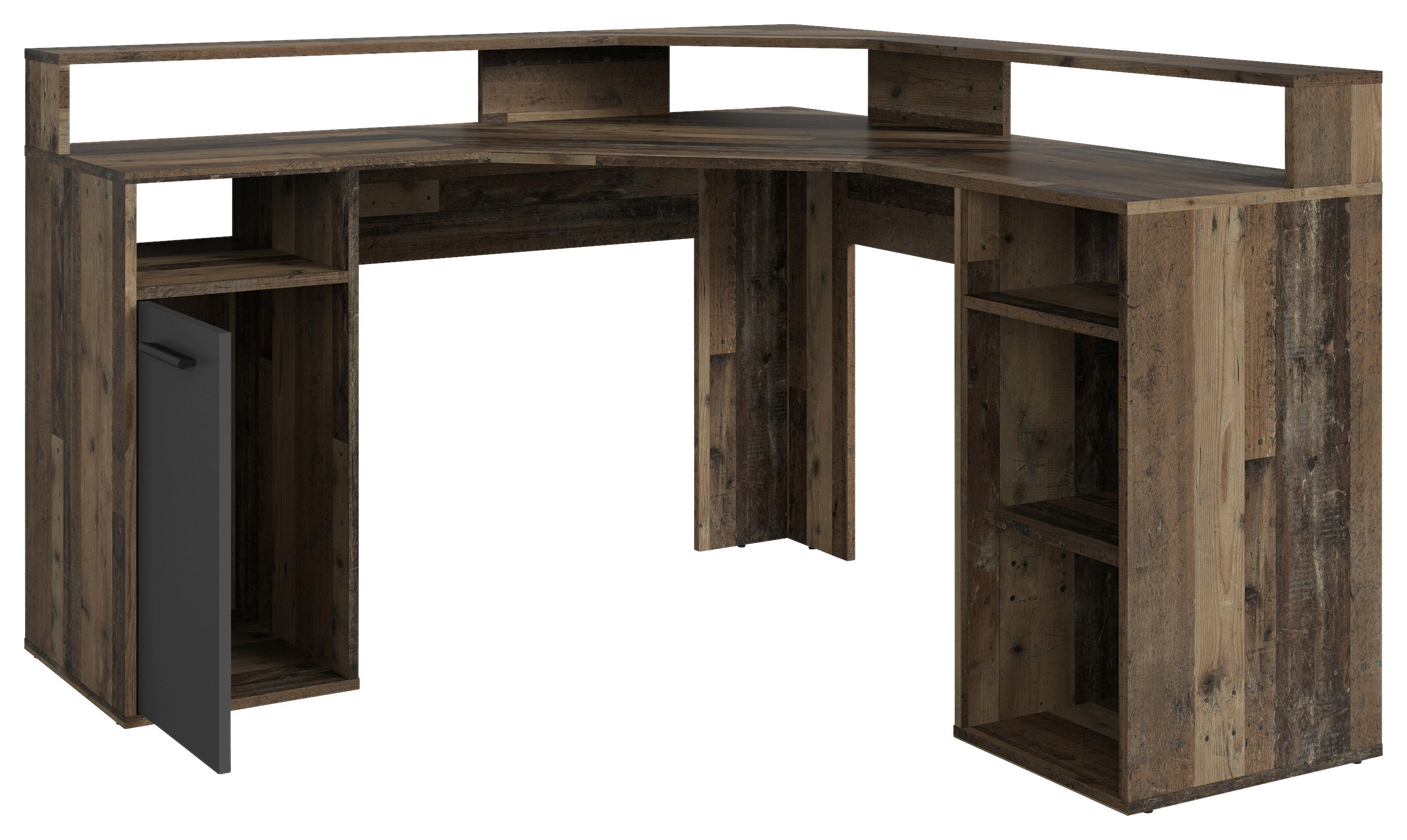 Schreibtisch FOX Eiche Old Wood Nachbildung anthrazit B/H/T: ca. 139x90,8x139 cm FOX - Eiche/anthrazit (139,00/90,80/139,00cm) - byLIVING