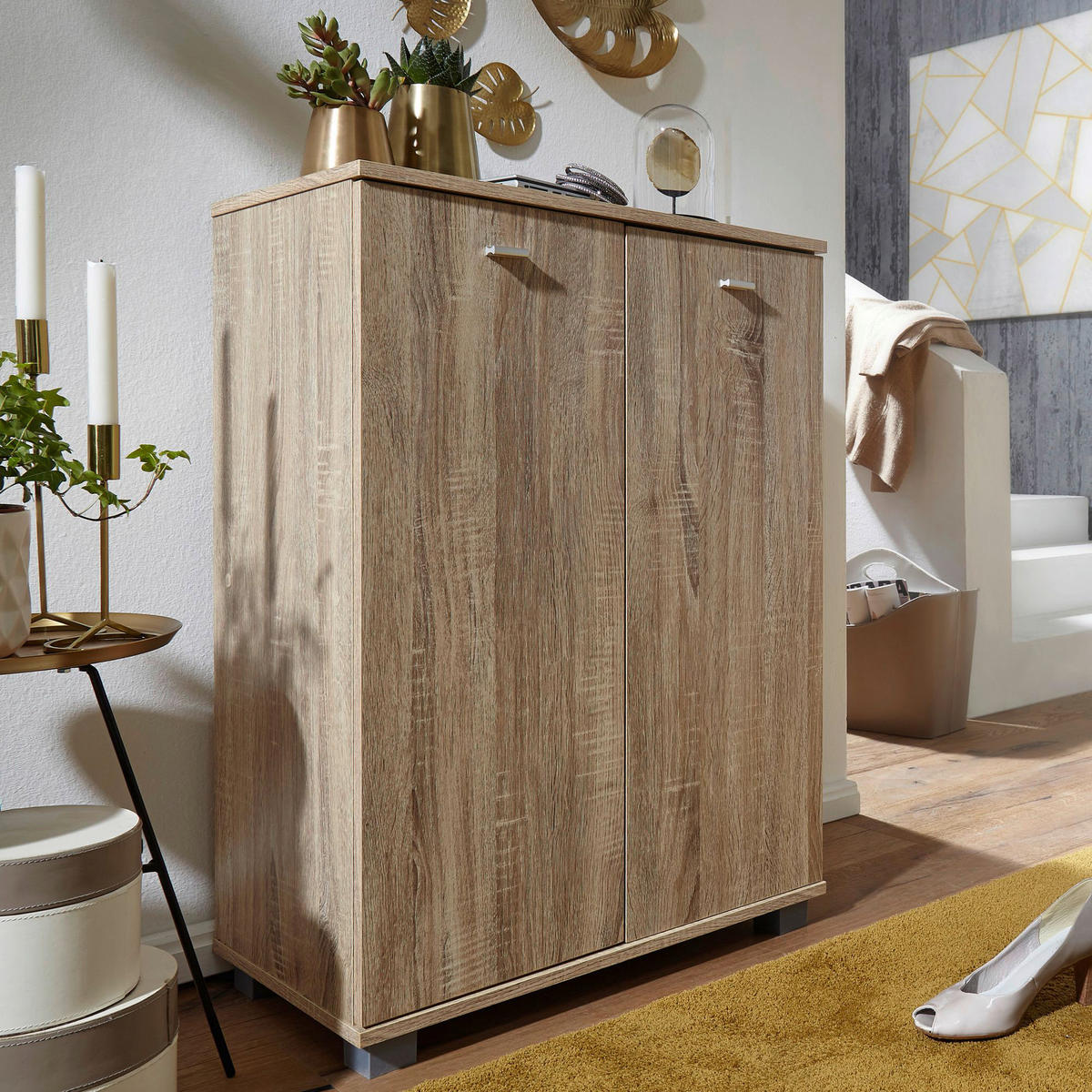 Schuhschrank Sonoma Nachbildung B/H/T: ca. 35x90x60 cm Schuhschrank NIMES - (35,00/90,00/60,00cm) - Wohnling
