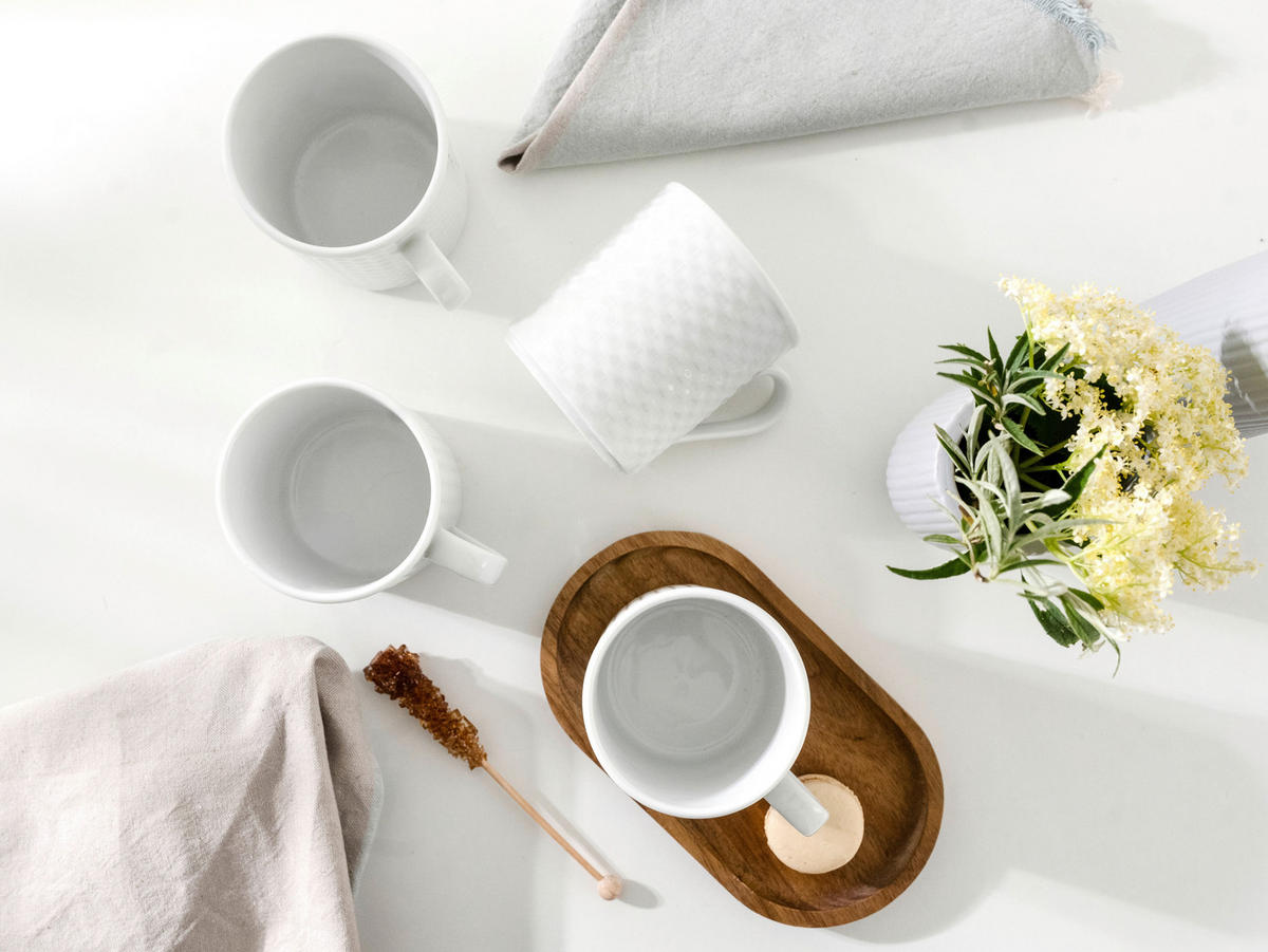 CreaTable Kaffeebecher Polo weiß Porzellan 6 tlg. Polo - weiß - CreaTable