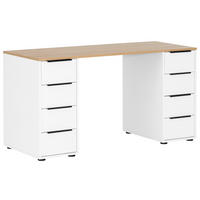 Schreibtisch Elma weiß matt Eiche hell Nachbildung B/H/T: ca. 140x73,1x55,5 cm Elma - Eiche/weiß (140,00/73,10/55,50cm) - Möbelpartner