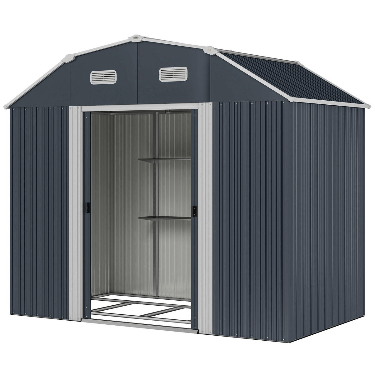 Outsunny Gerätehaus dunkelgrau B/H/L: ca. 132x198,5x238 cm Gerätehaus - dunkelgrau (238,00/132,00/198,50cm) - Outsunny