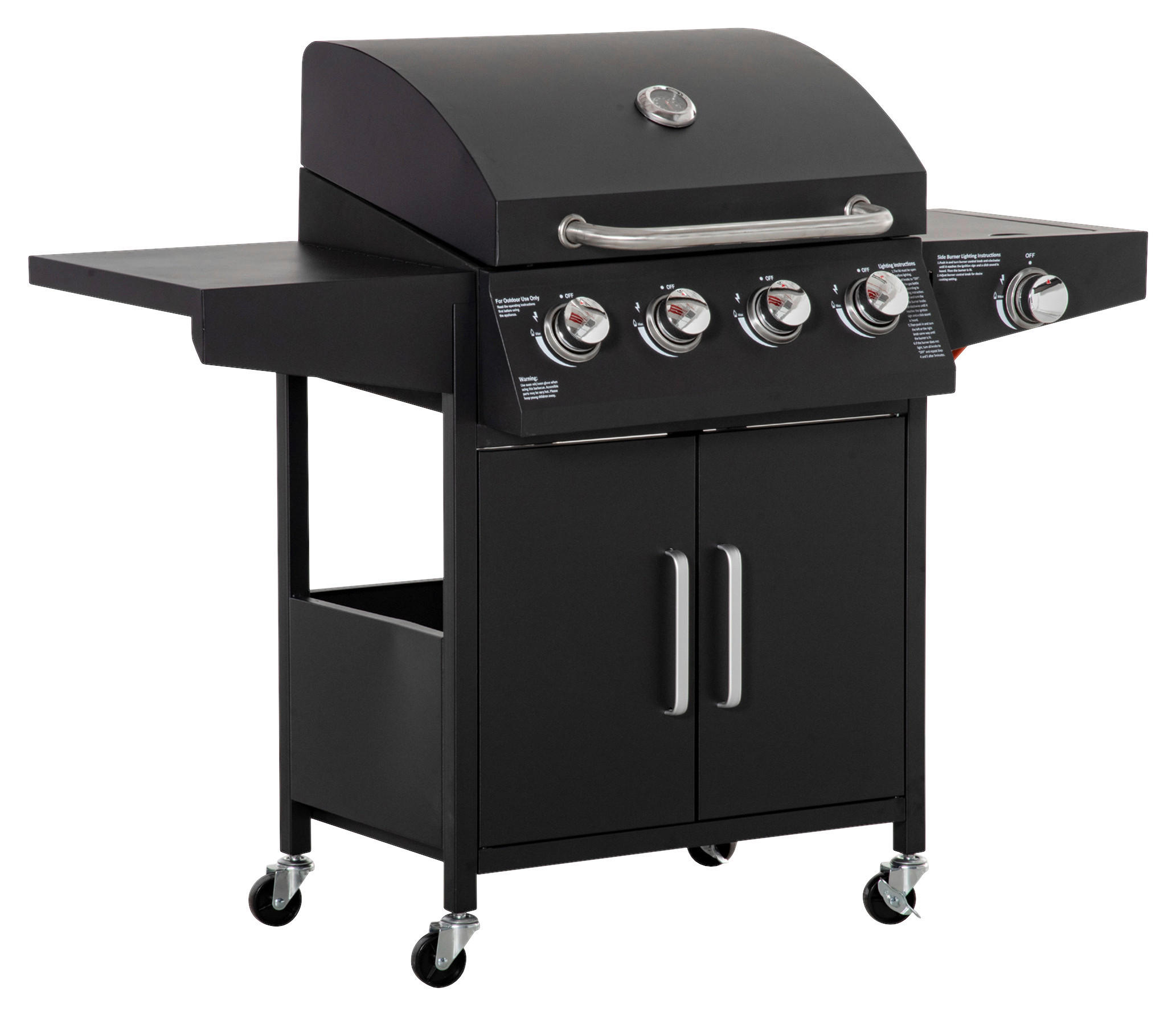 Outsunny Gasgrill Gasgrill - schwarz (132,40/55,00/109,00cm) - Outsunny