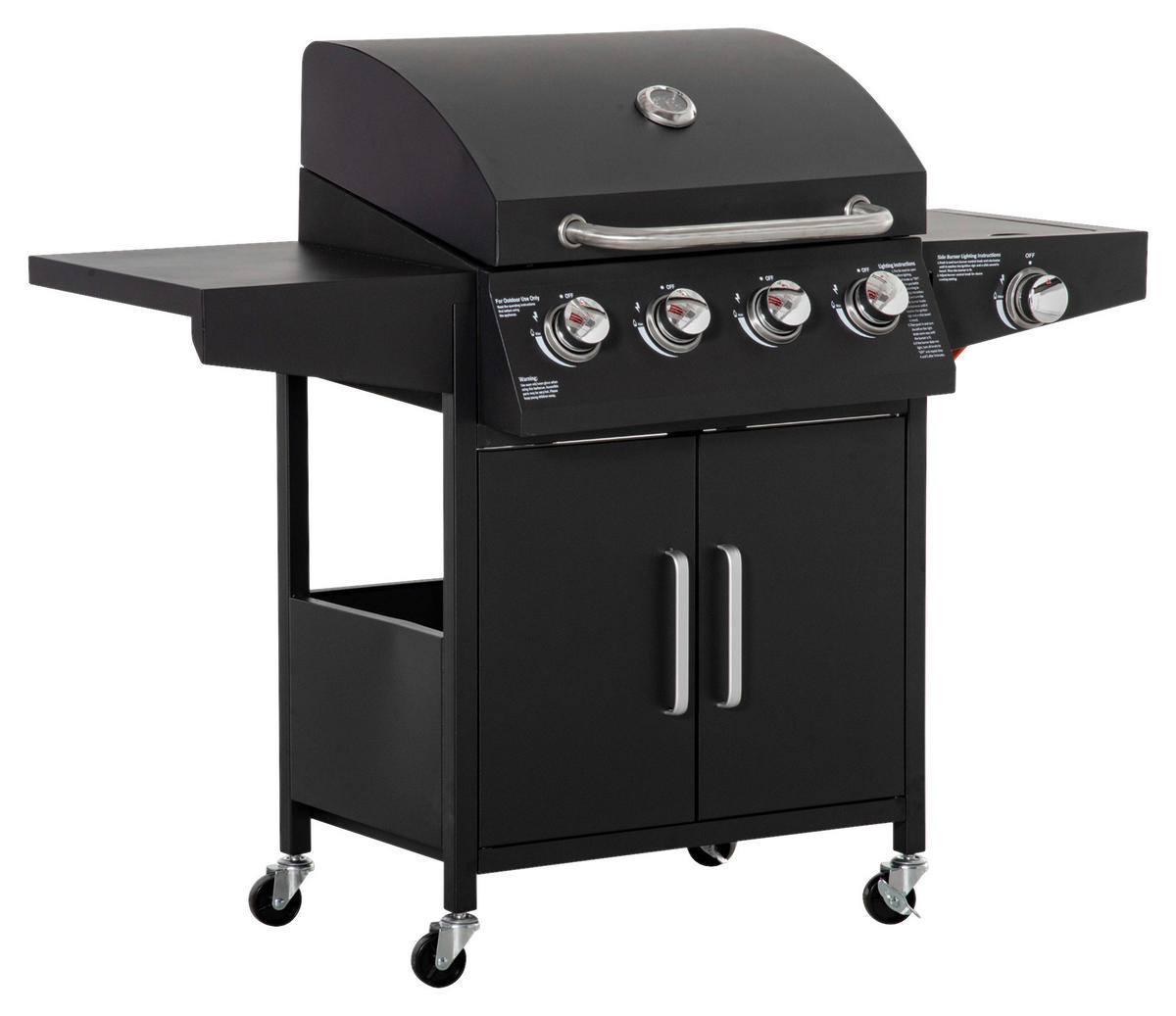 Outsunny Gasgrill Gasgrill - schwarz (132,40/55,00/109,00cm) - Outsunny