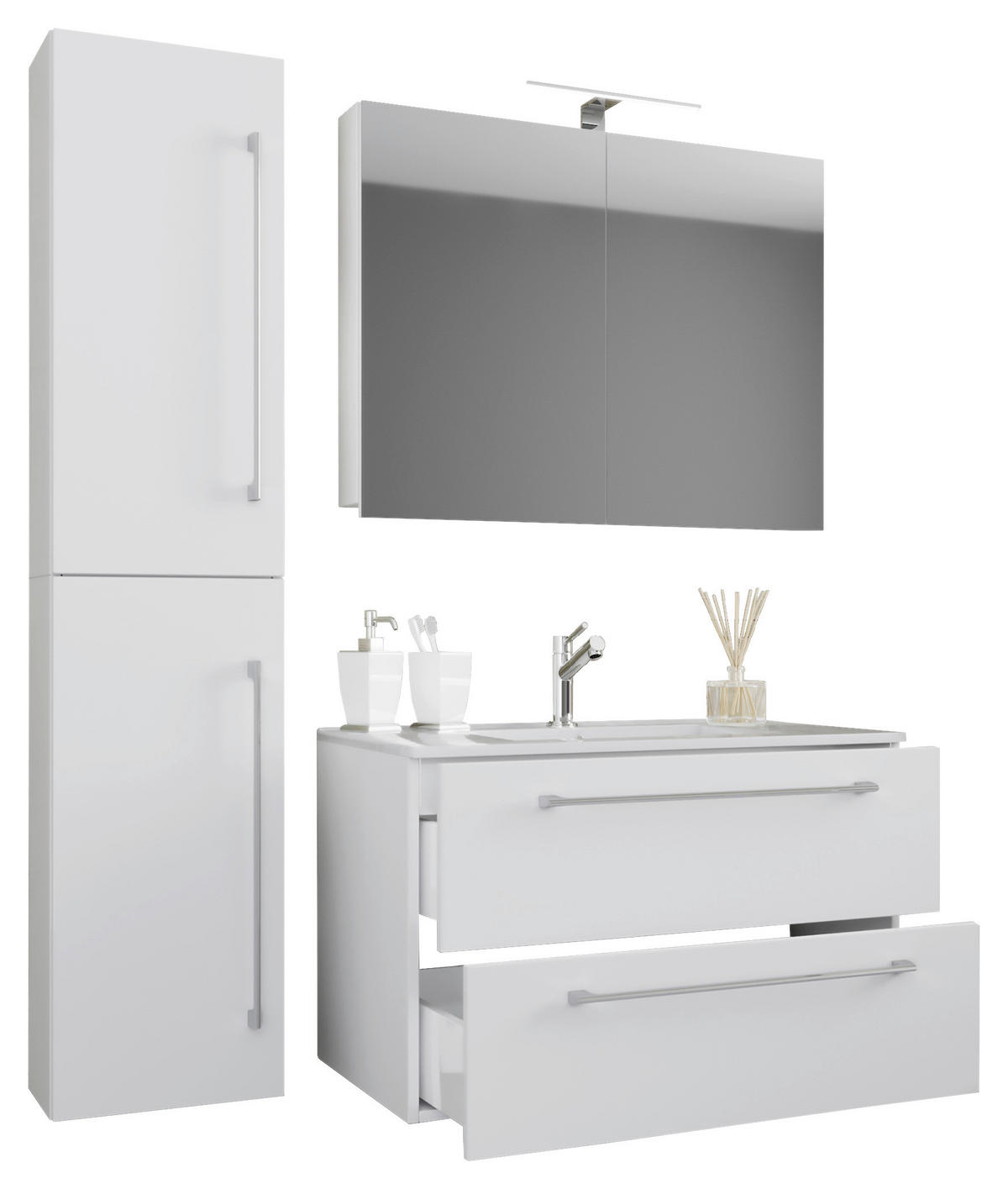 Waschplatz 4tlg-Badinos weiß B/H/T: ca. 61x52x46 cm 4tlg-Badinos - weiß (61,00/52,00/46,00cm) - VCM Möbel