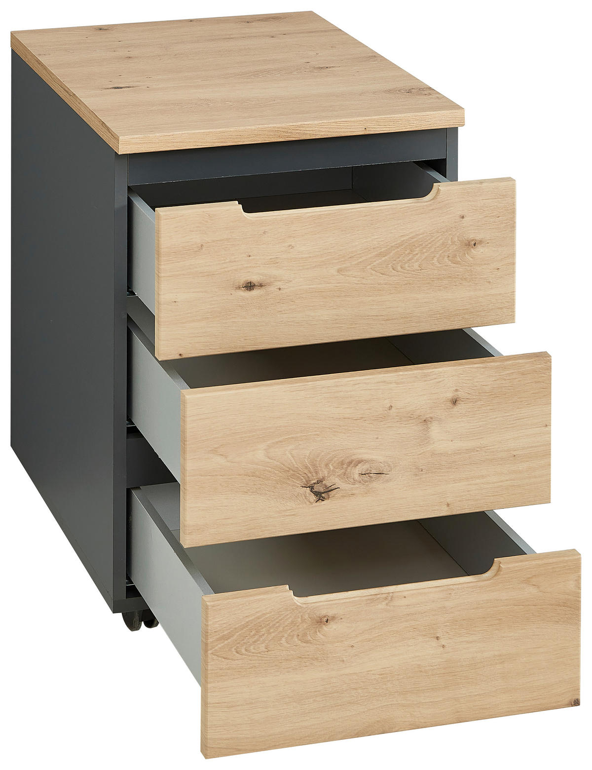 Rollcontainer Memphis Eiche Artisan Nachbildung anthrazit B/H/T: ca. 45x66x55 cm Memphis - Eiche/anthrazit (45,00/66,00/55,00cm)
