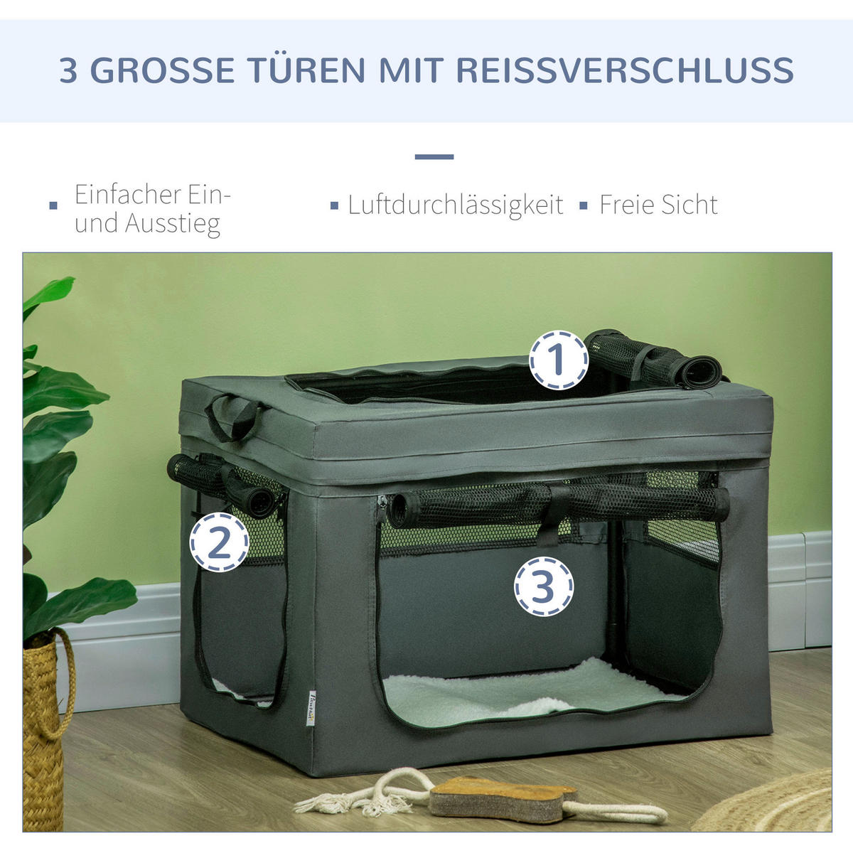 PawHut Hunde-Zubehör grau Edelstahl B/H/L: ca. 42x60x42 cm Hundetasche - grau (42,00/42,00/60,00cm) - PawHut