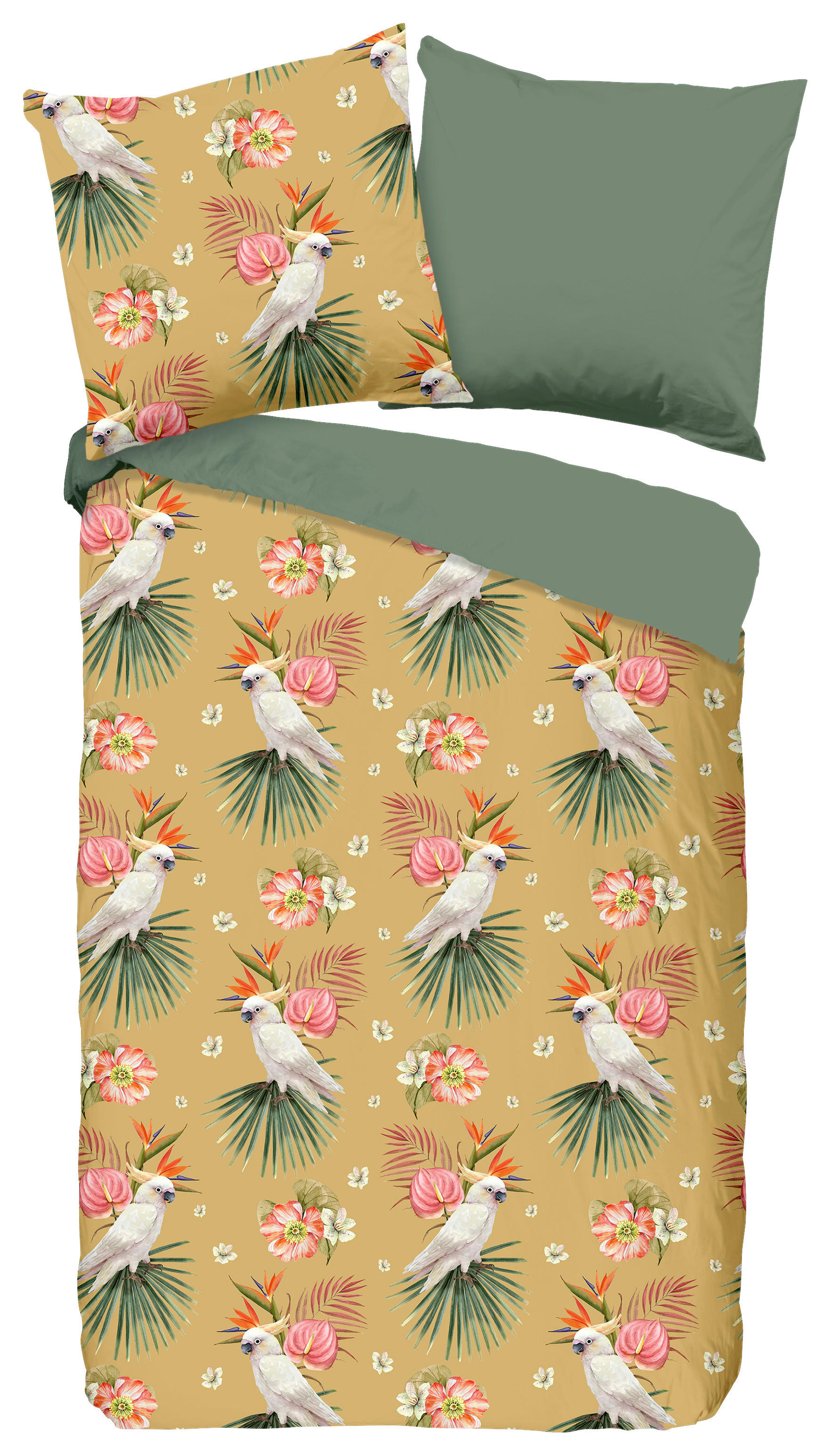 Microfaser Bettwäsche Kakatoe Kakatoe - ocker (135,00/200,00cm) - Pure