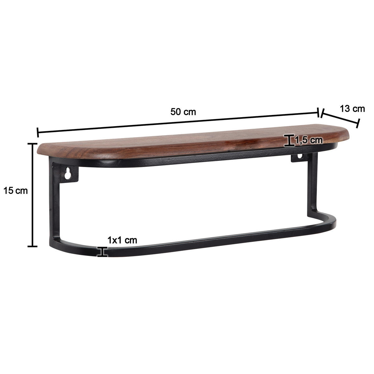 Wandregal B/H/T: ca. 50x15x13 cm Wandregal - (50,00/15,00/13,00cm) - Wohnling