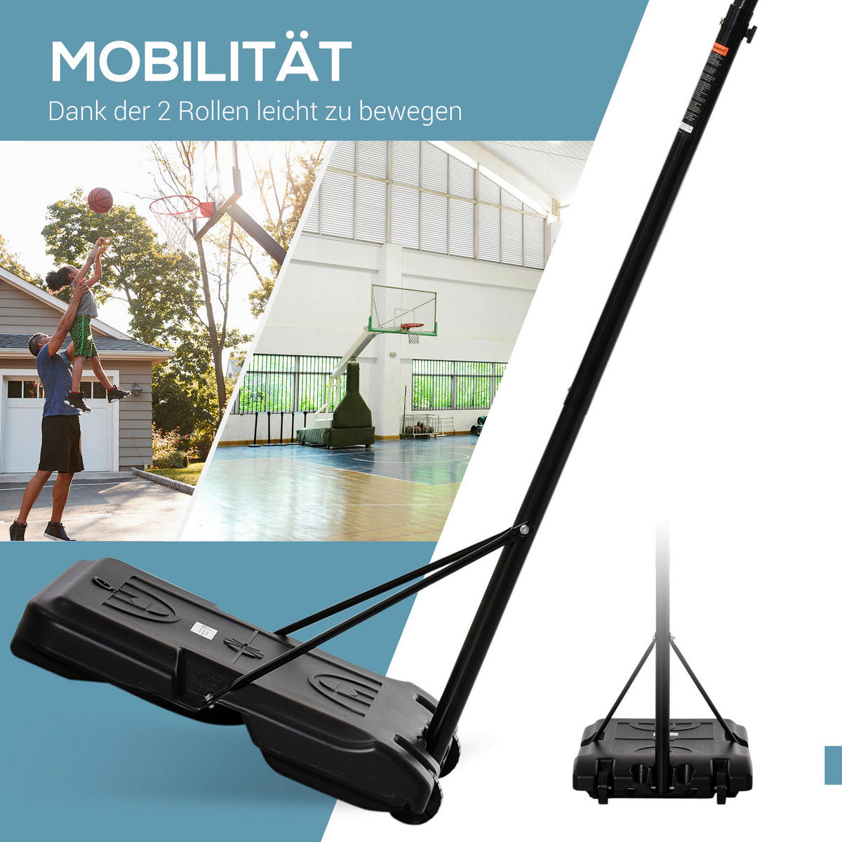 HOMCOM Basketballkorb schwarz B/H/L: ca. 71x250x75,5 cm Basketballkorb - weiß/schwarz (75,50/71,00/250,00cm) - HOMCOM