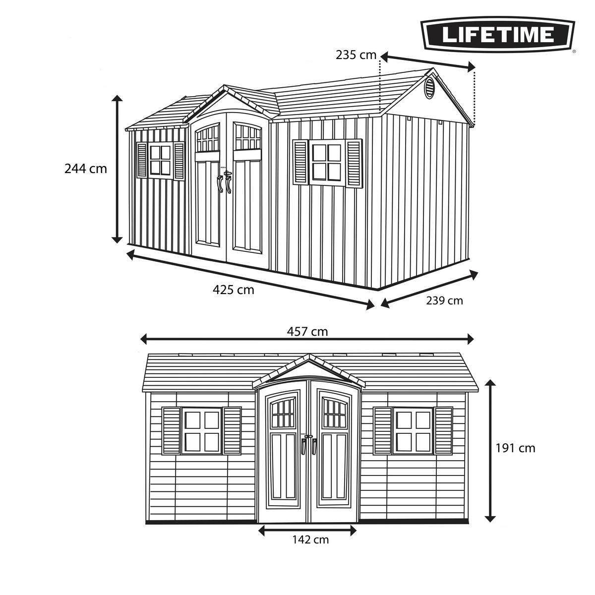 Lifetime Gerätehaus Castle hellgrau B/H/L: ca. 457,2x243,84x238,76 cm Castle - hellgrau (238,76/457,20/243,84cm) - Lifetime