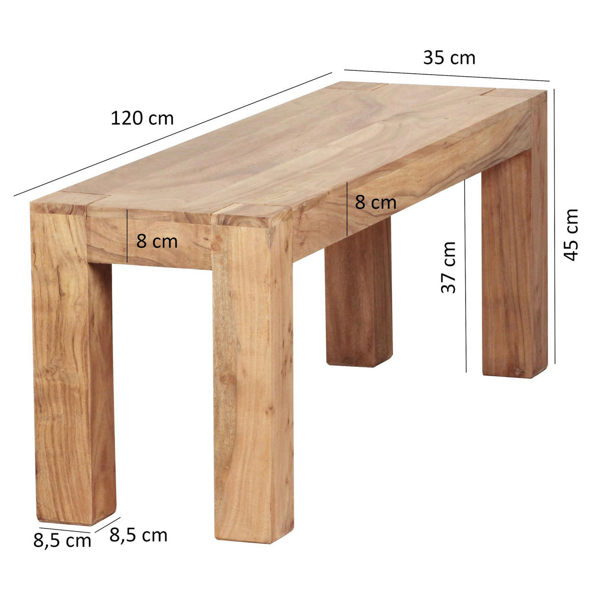 Wohnling Sitzbank natur Akazie B/H/T: ca. 120x45x35 cm Sitzbank - natur (120,00/45,00/35,00cm) - Wohnling
