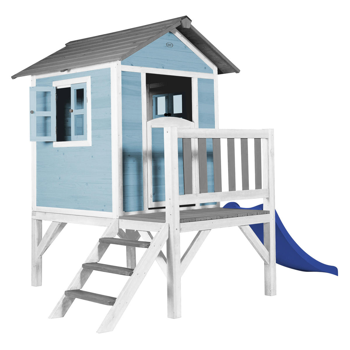 AXI Spielhaus Lodge XL blau B/H/T: ca. 240x189x167 cm Lodge XL - blau/weiß (240,00/189,00/167,00cm) - AXI