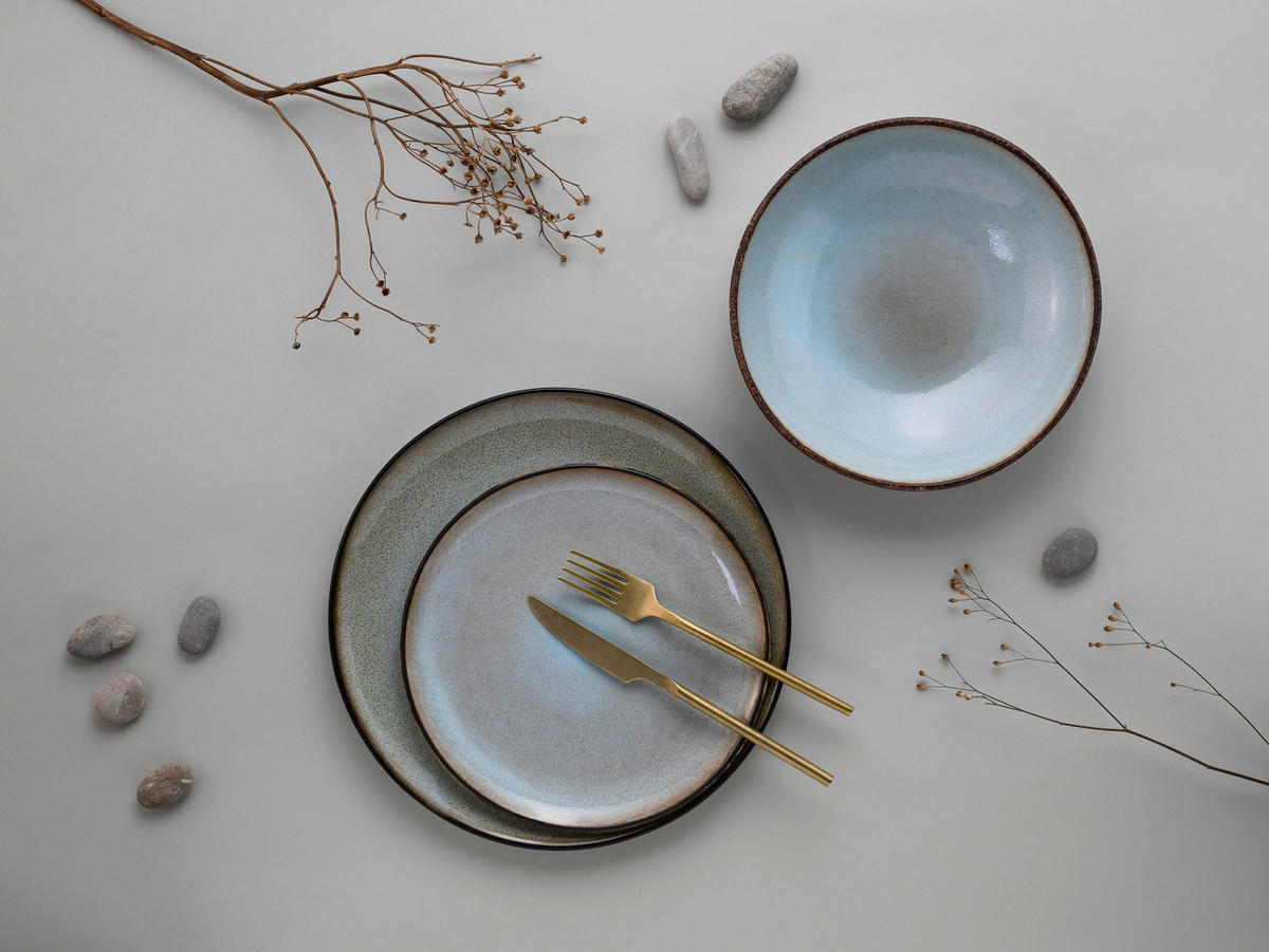 CreaTable Tafelservice Stone Grey grau Steinzeug 12 tlg. Stone Grey - grau - CreaTable