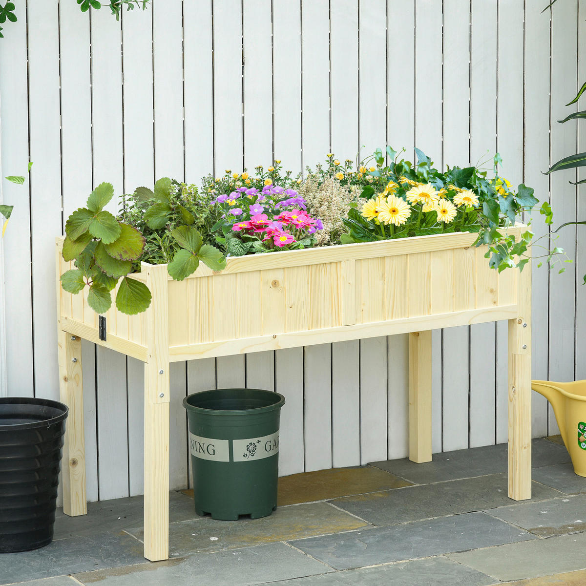 Outsunny Hochbeet natur B/H/L: ca. 56x76x115 cm Hochbeet - natur (115,00/56,00/76,00cm) - Outsunny