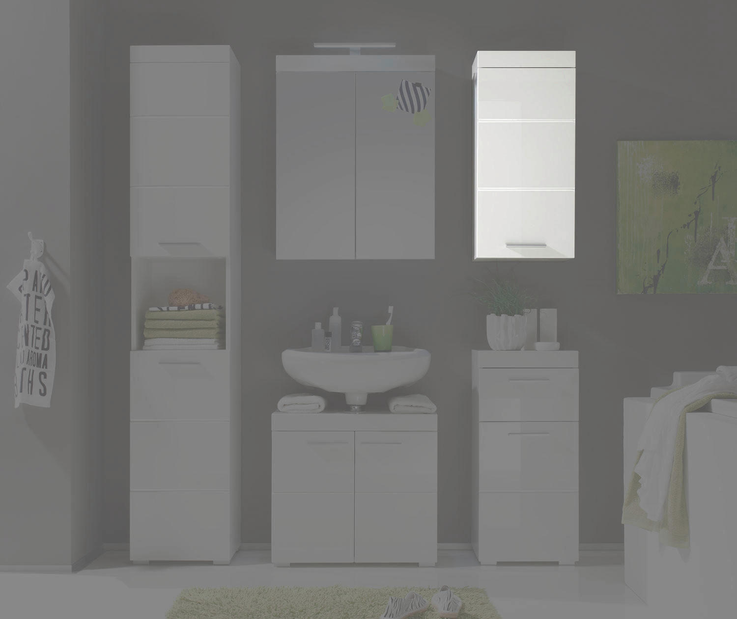 Badhängeschrank Amanda weiß weiß Hochglanz B/H/T: ca. 37x77x23 cm Amanda - weiß (37,00/77,00/23,00cm)