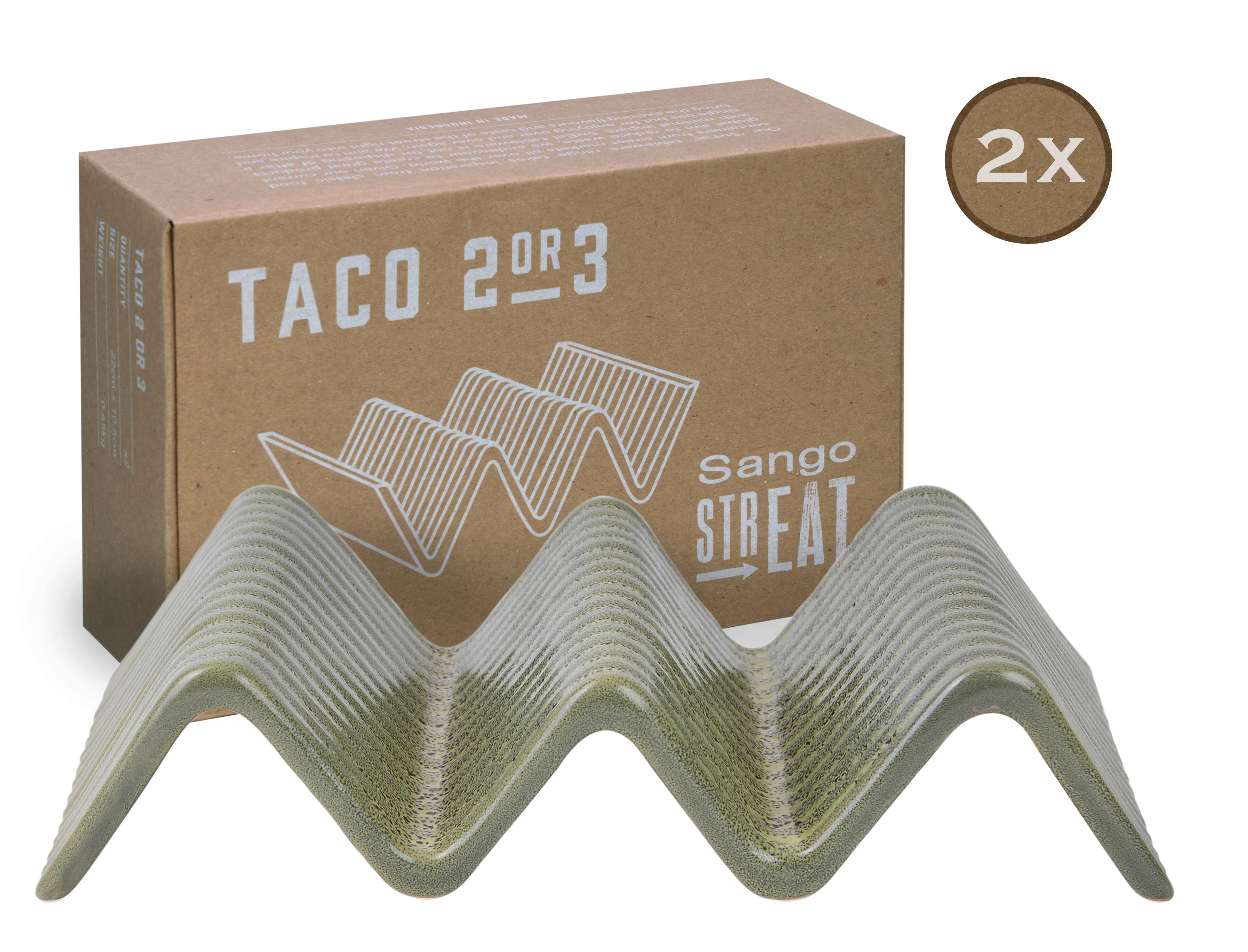 CreaTable Servierset Streat Taco Stand 2 grün Steinzeug