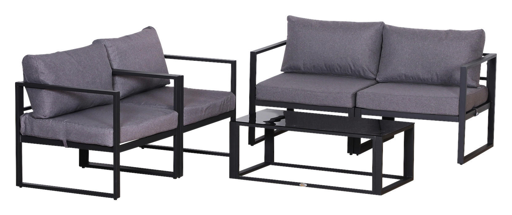 Outsunny Loungeset grau Aluminium Loungeset_4tlg - grau - Outsunny