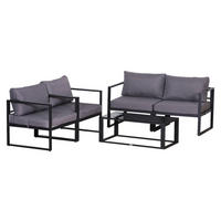 Outsunny Loungeset grau Aluminium Loungeset_4tlg - grau - Outsunny