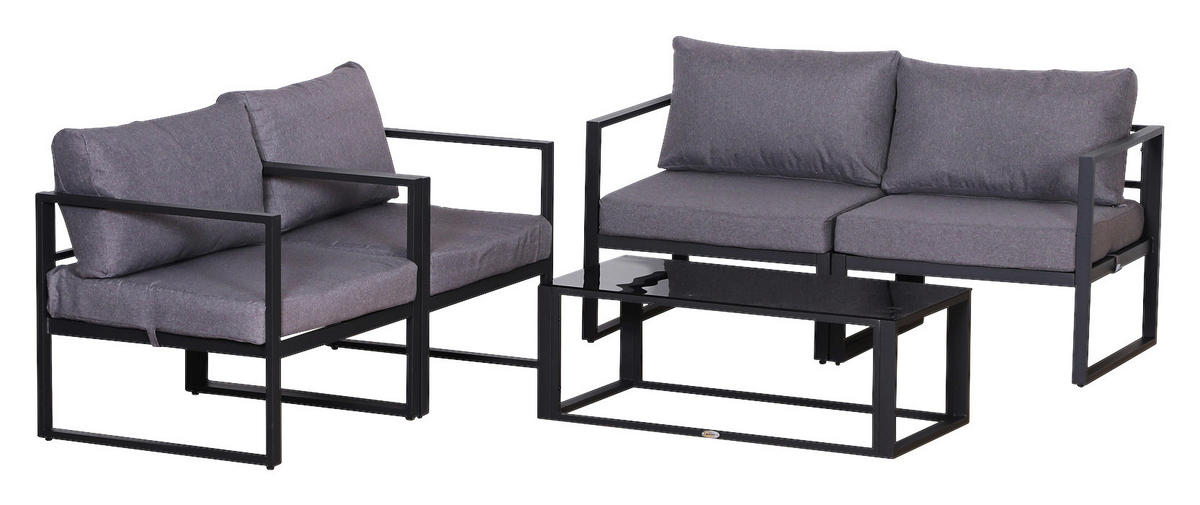 Outsunny Loungeset grau Aluminium Loungeset_4tlg - grau - Outsunny