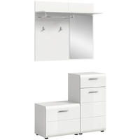 Garderobe Ice weiß weiß Hochglanz Spiegel B/H/T: ca. 98x191x35 cm Ice - weiß (98,00/191,00/35,00cm) - xonox.home