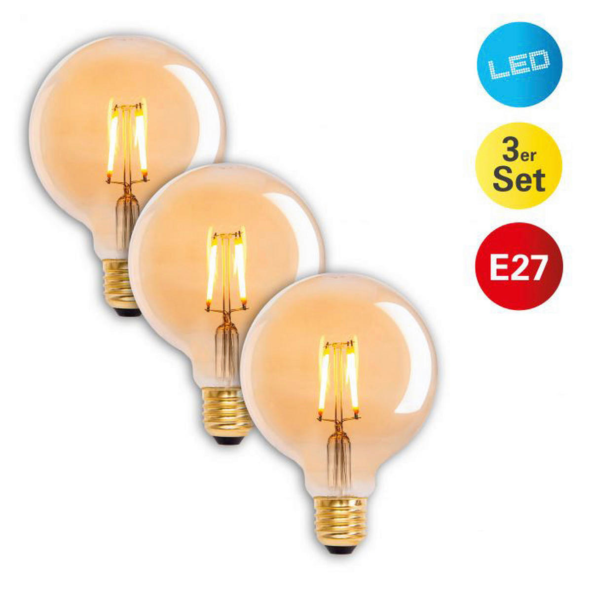 Näve Leuchten LED-Globelampe 3er-Set NV4135303 3er Pack E27 Dilly - (9,50/13,50cm) - Näve Leuchten