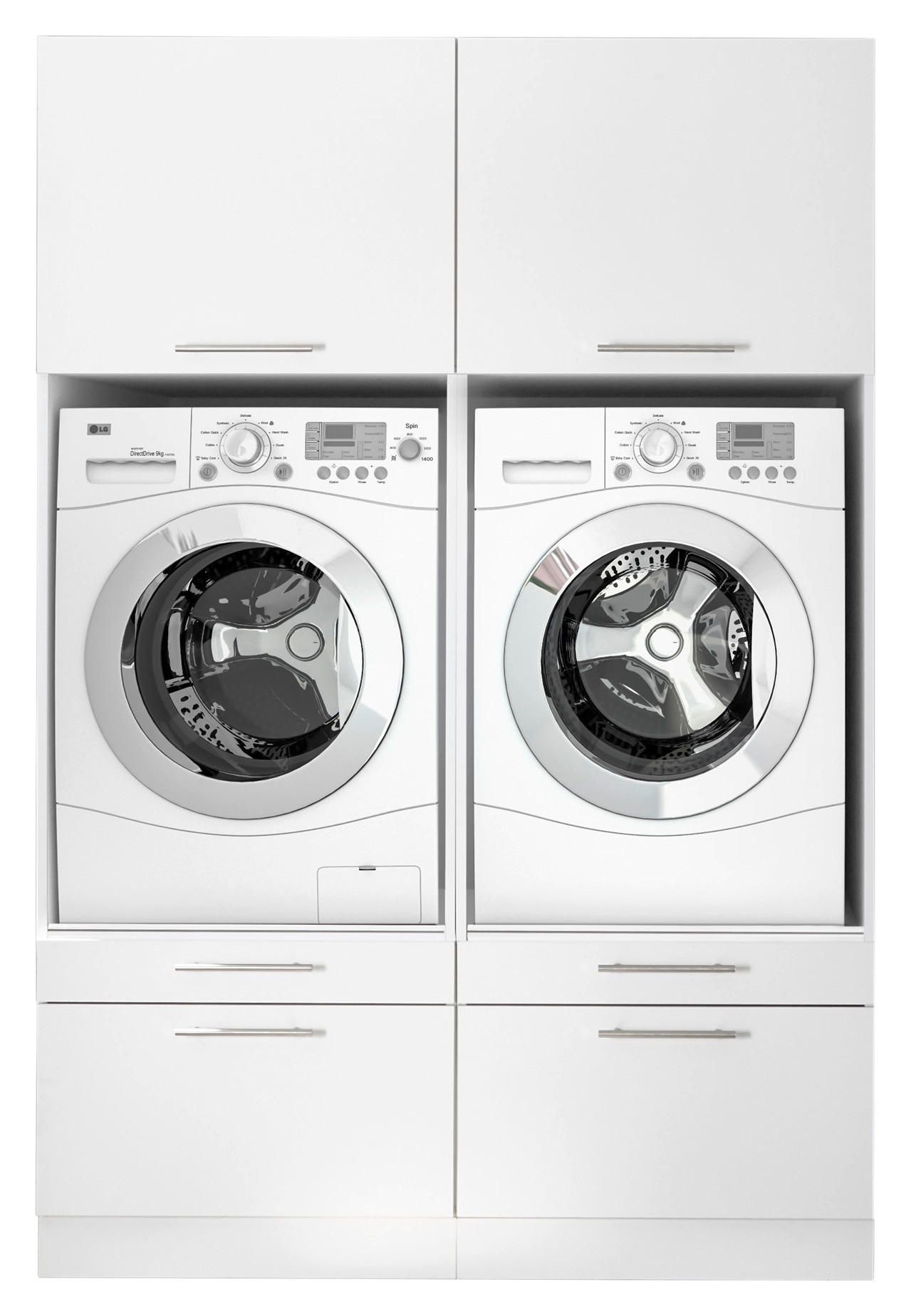 Respekta Hauswirtschaftsraum-Set Clara weiß matt B/H/T: ca. 134,8x200x67,6 cm Clara - weiß (134,80/200,00/67,60cm) - Respekta