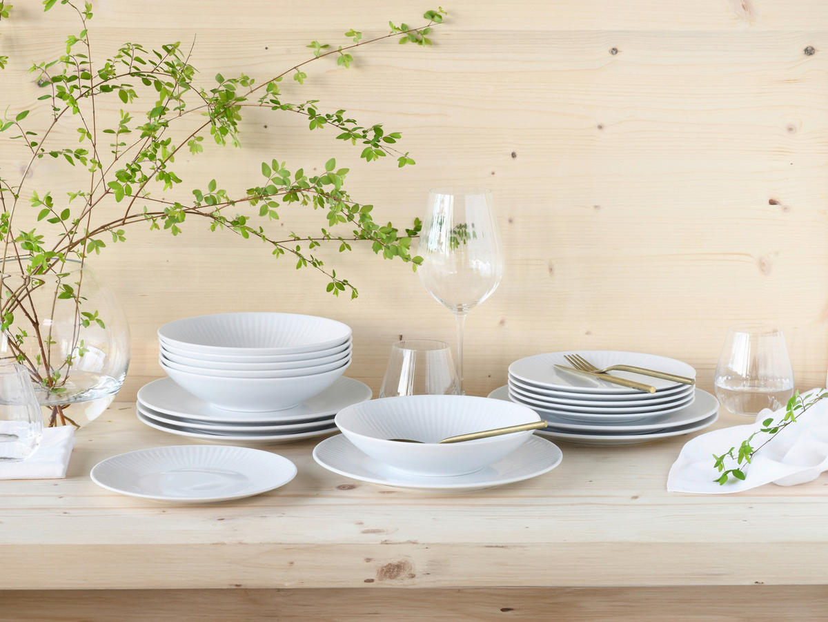 CreaTable Teller-Set Valencia weiß Porzellan Valencia - weiß - CreaTable