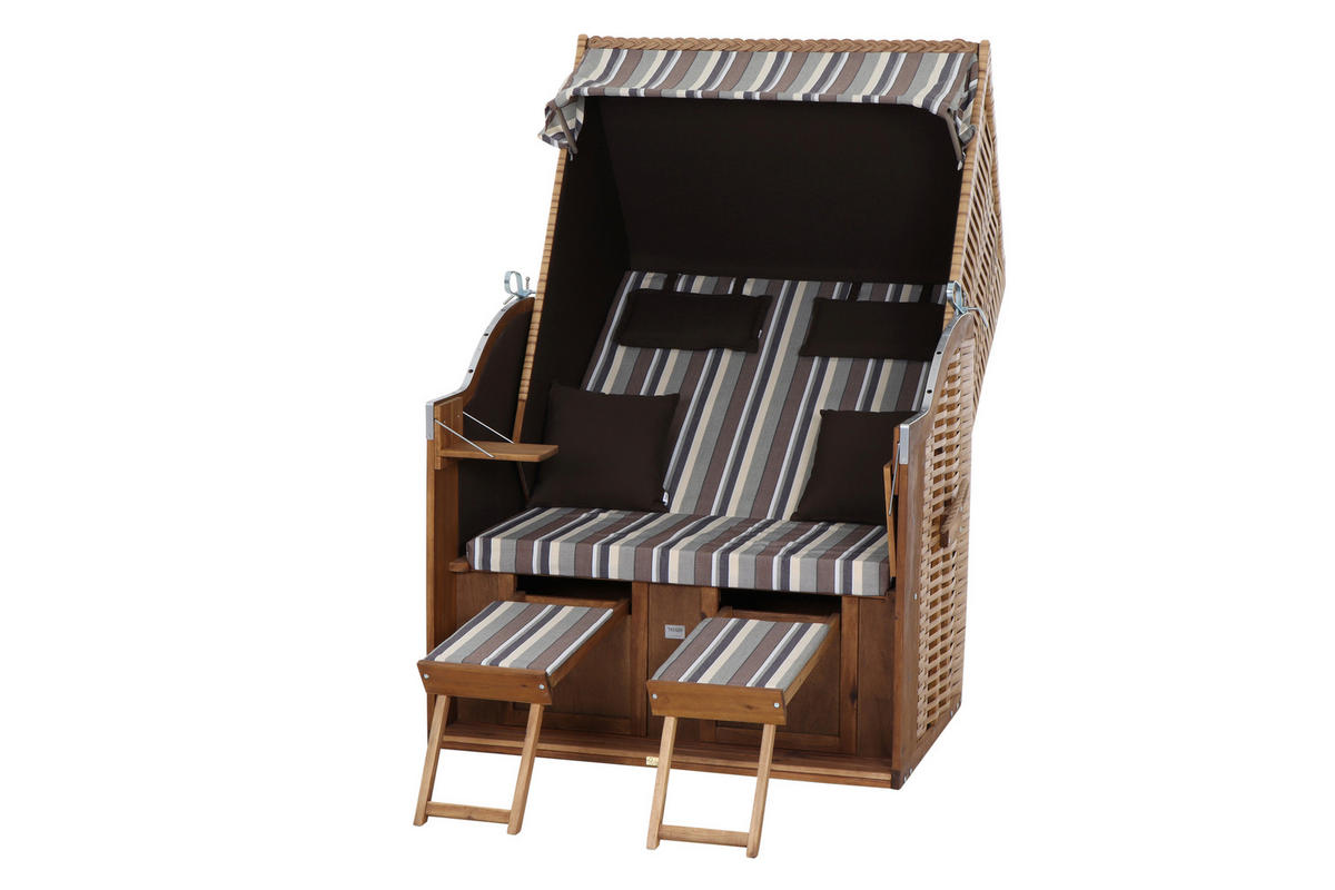 Trendy by DeVries Strandkorb Trend 10+ natur Akazie B/H/L: ca. 80x165x120 cm Trend 10+ - natur (120,00/80,00/165,00cm) - TRENDY by deVries