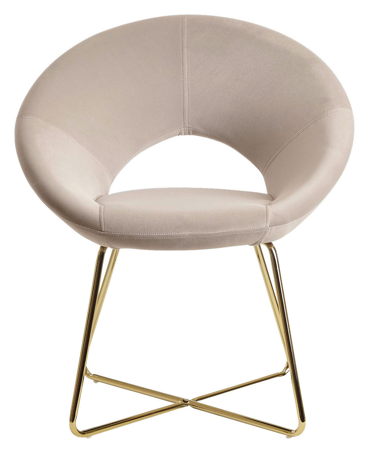 Stuhl beige gold Samt Eisen B/H/T: ca. 57x83x60 cm Esszimmerstuhl - gold/beige (57,00/83,00/60,00cm) - Wohnling