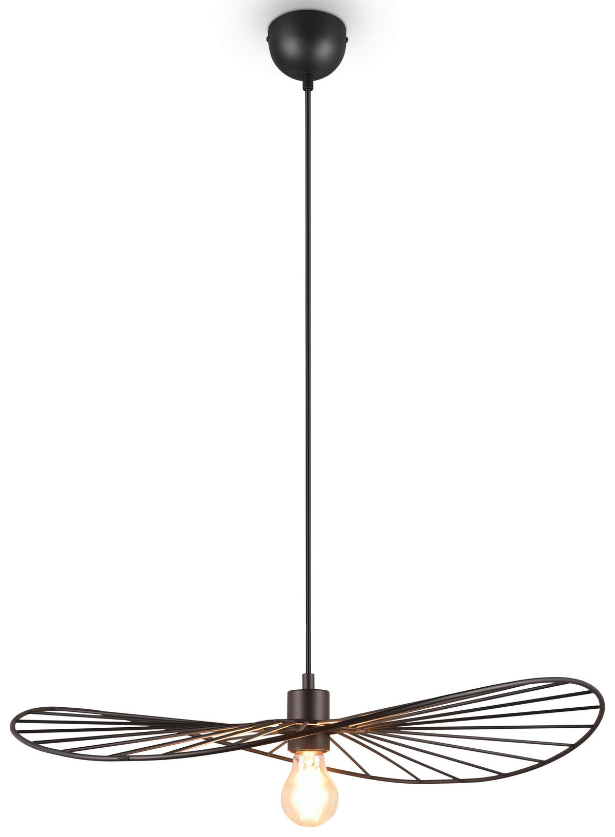 Reality Pendelleuchte R31451032 Chapeau schwarz Metall H/D: ca. 150x60 cm E27 1 Brennstellen Chapeau - schwarz (60,00/150,00cm) - Reality