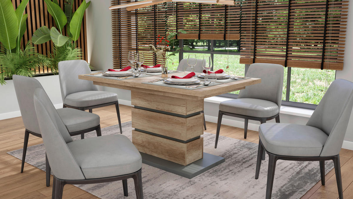 Tisch BEA Eiche Artisan Nachbildung anthrazit B/H/T: ca. 140x75x86 cm BEA - Eiche/anthrazit (140,00/75,00/86,00cm) - byLIVING