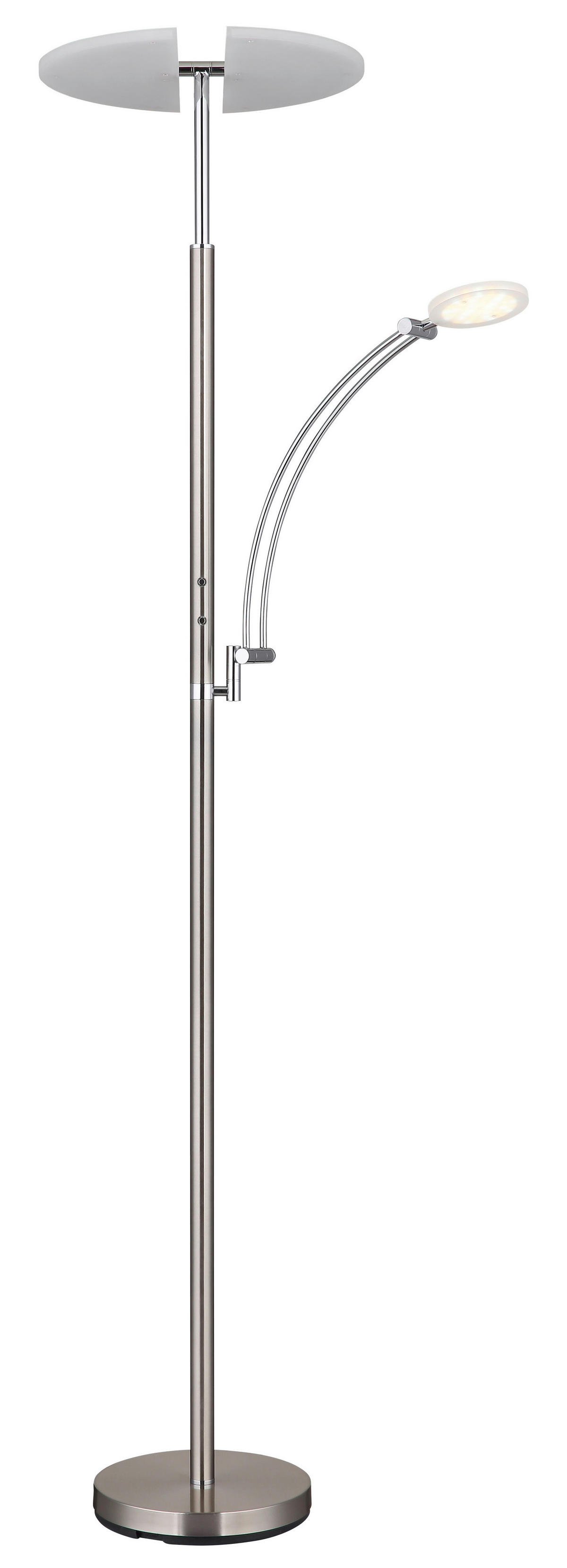 GLOBO LED-Deckenfluter nickel matt Chrom Kunststoff Metall B/H/T: ca. 80x183x40,5 cm 1 Brennstellen TIRANA - nickel matt/Chrom (80,00/183,00/40,50cm) - GLOBO