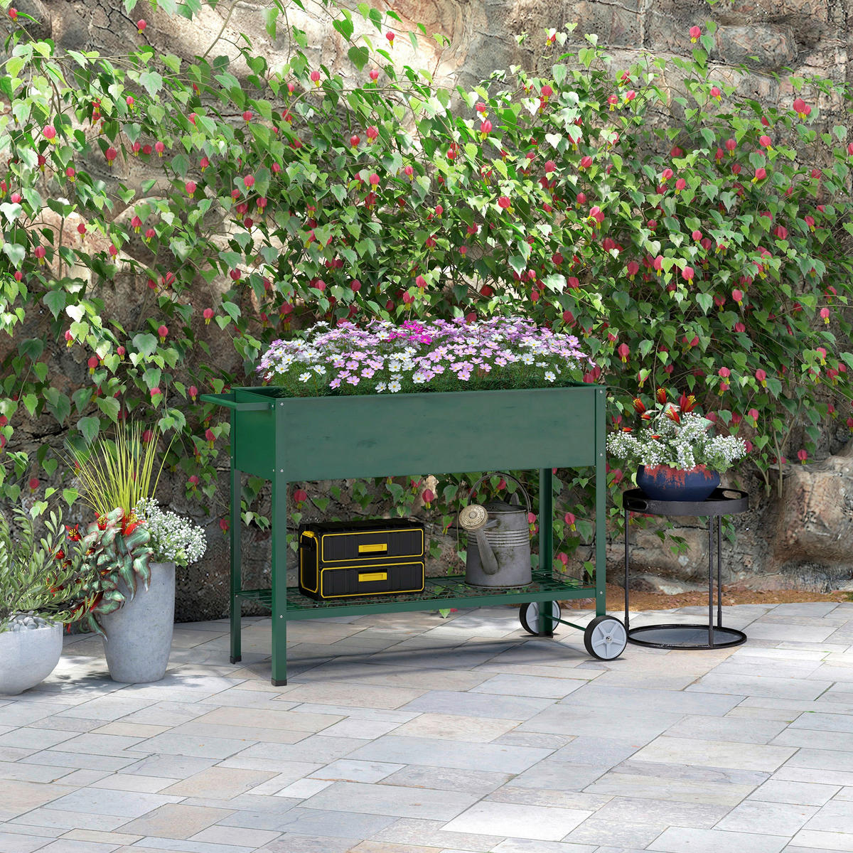 Outsunny Hochbeet grün Edelstahl B/H/L: ca. 44x109x80 cm Hochbeet - grün (80,00/44,00/109,00cm) - Outsunny