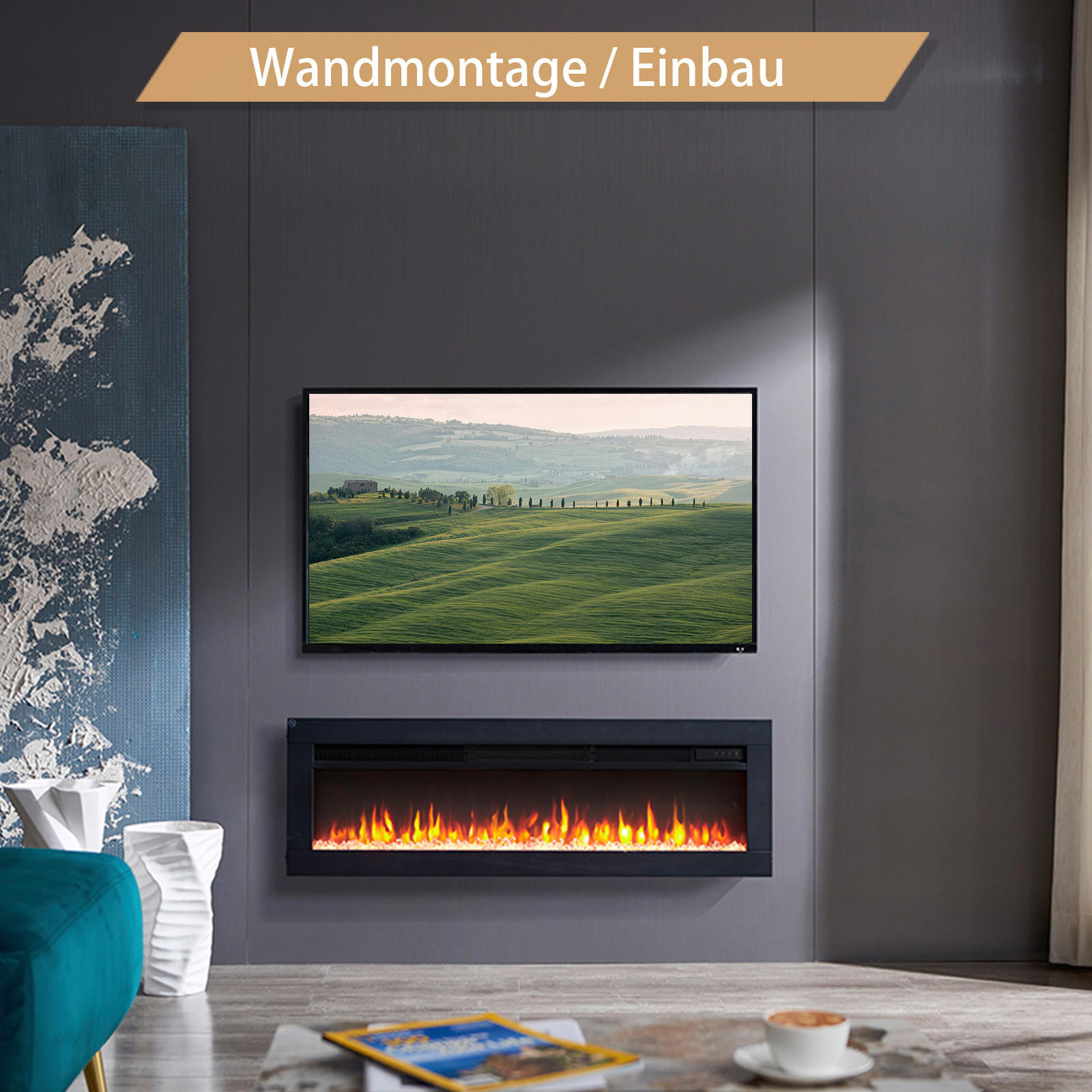 Balderia Elektrischer-Kamin Anes 40 B/H/T: ca. 96x30,8x10,5 cm ca. 2000 W Elektrischer Kamin  Agnes 40 - (96,00/30,80/10,50cm) - Balderia