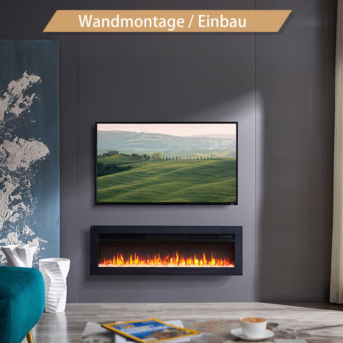Balderia Elektrischer-Kamin Anes 40 B/H/T: ca. 96x30,8x10,5 cm ca. 2000 W Elektrischer Kamin  Agnes 40 - (96,00/30,80/10,50cm) - Balderia