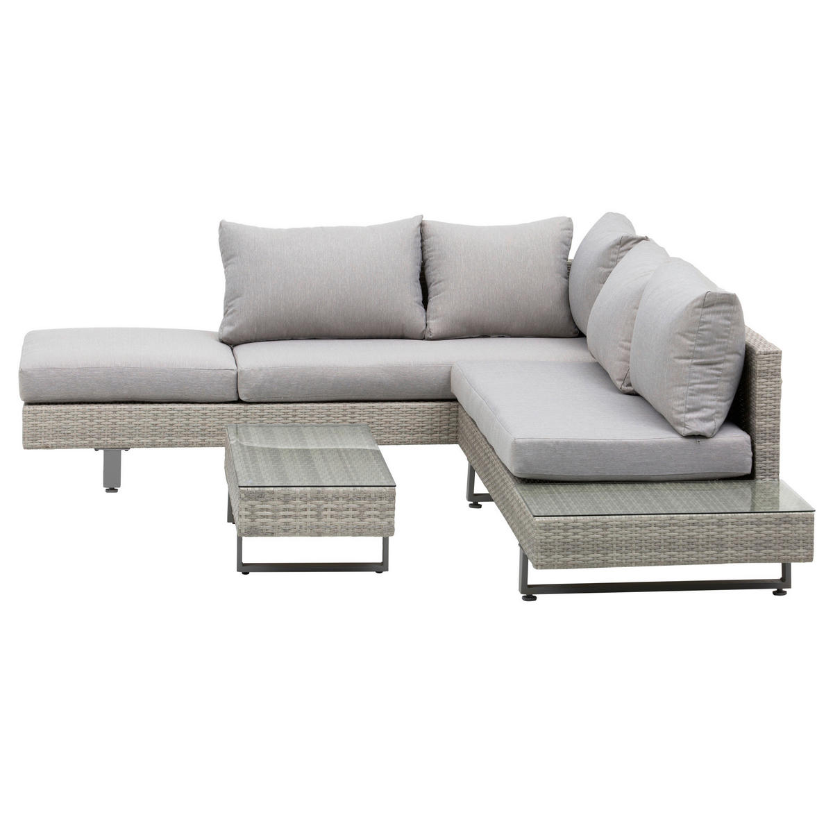 Outsunny Sitzgruppe grau Edelstahl B/H/L: ca. 69x196x59 cm Gartenmöbel-Set - grau (59,00/69,00/196,00cm) - Outsunny