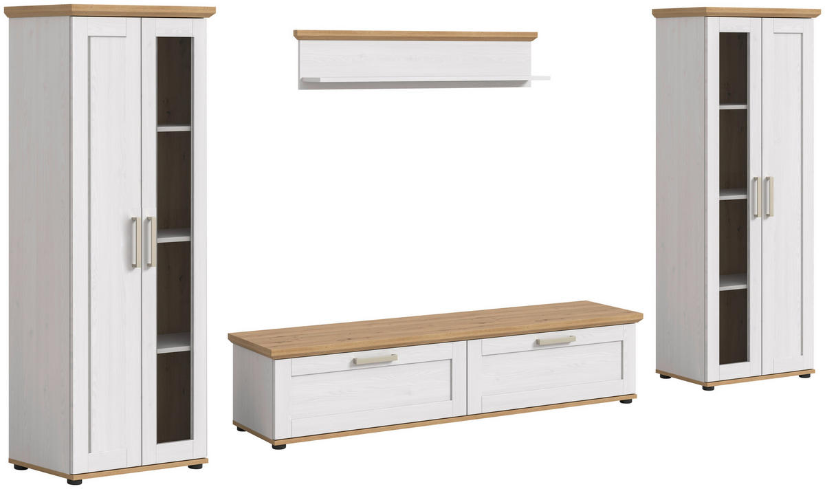 Wohnwand VERONA Lärche Nachbildung Eiche Nachbildung B/H/T: ca. 336x161x40 cm VERONA - Eiche/Lärche (336,00/161,00/40,00cm) - xonox.home