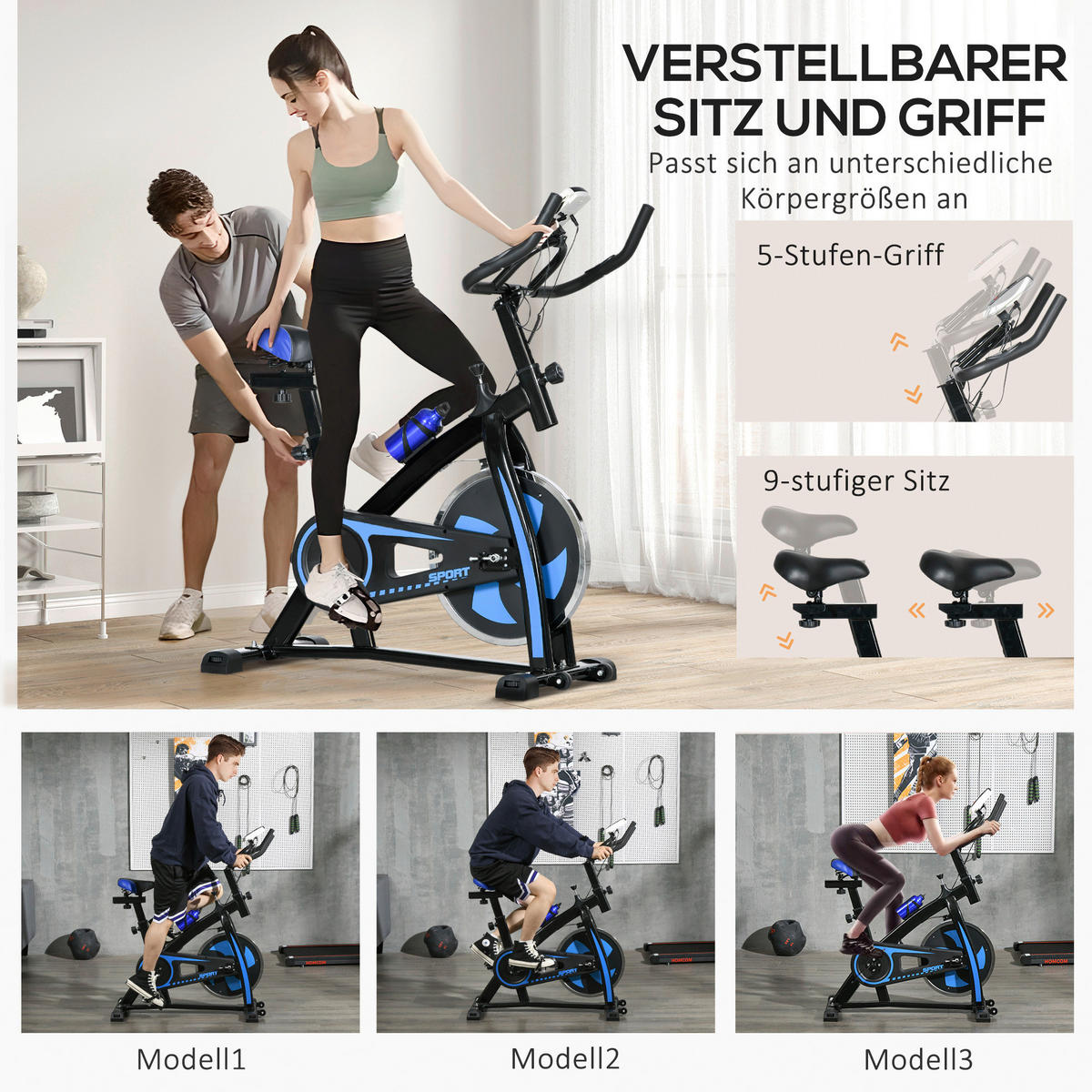 SPORTNOW Heimtrainer blau Stahl B/H/L: ca. 50x115x118 cm Heimtrainer - blau (118,00/50,00/115,00cm) - SPORTNOW
