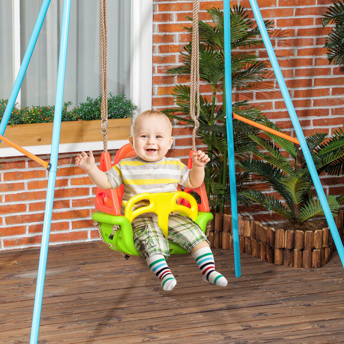 Outsunny Schaukel orange B/H/L: ca. 34x48x180 cm Kinderschaukel - orange/gelb (180,00/34,00/48,00cm) - Outsunny